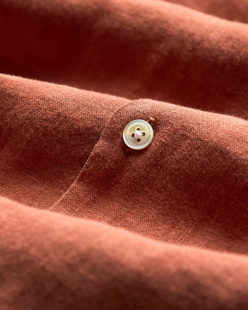 Portuguese Flannel - Linen Camp Collar in Terracota