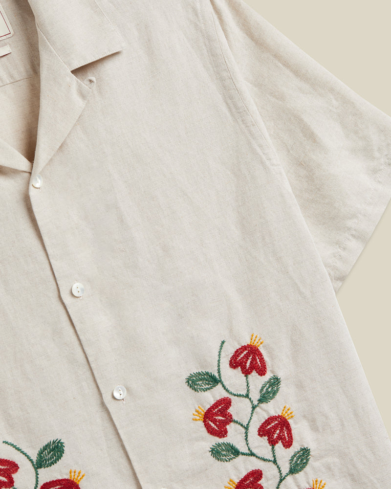 Portuguese Flannel - Branch Embroidery Camp Collar