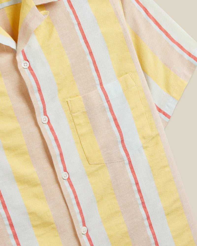 Portuguese Flannel - Boat Camp Collar in Yellow Stripe