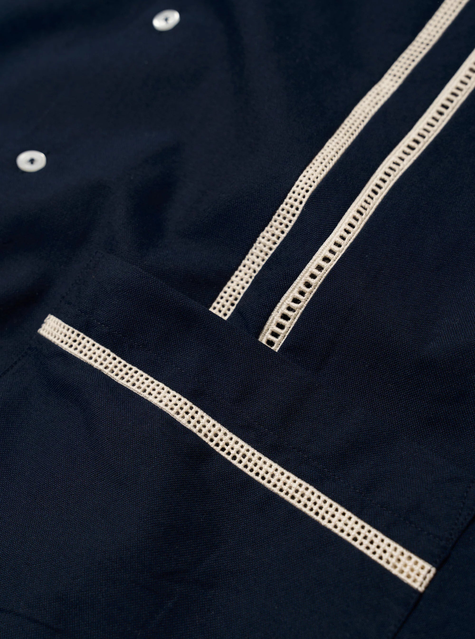 Universal Works - Tropicana Shirt in Navy Classic Oxford