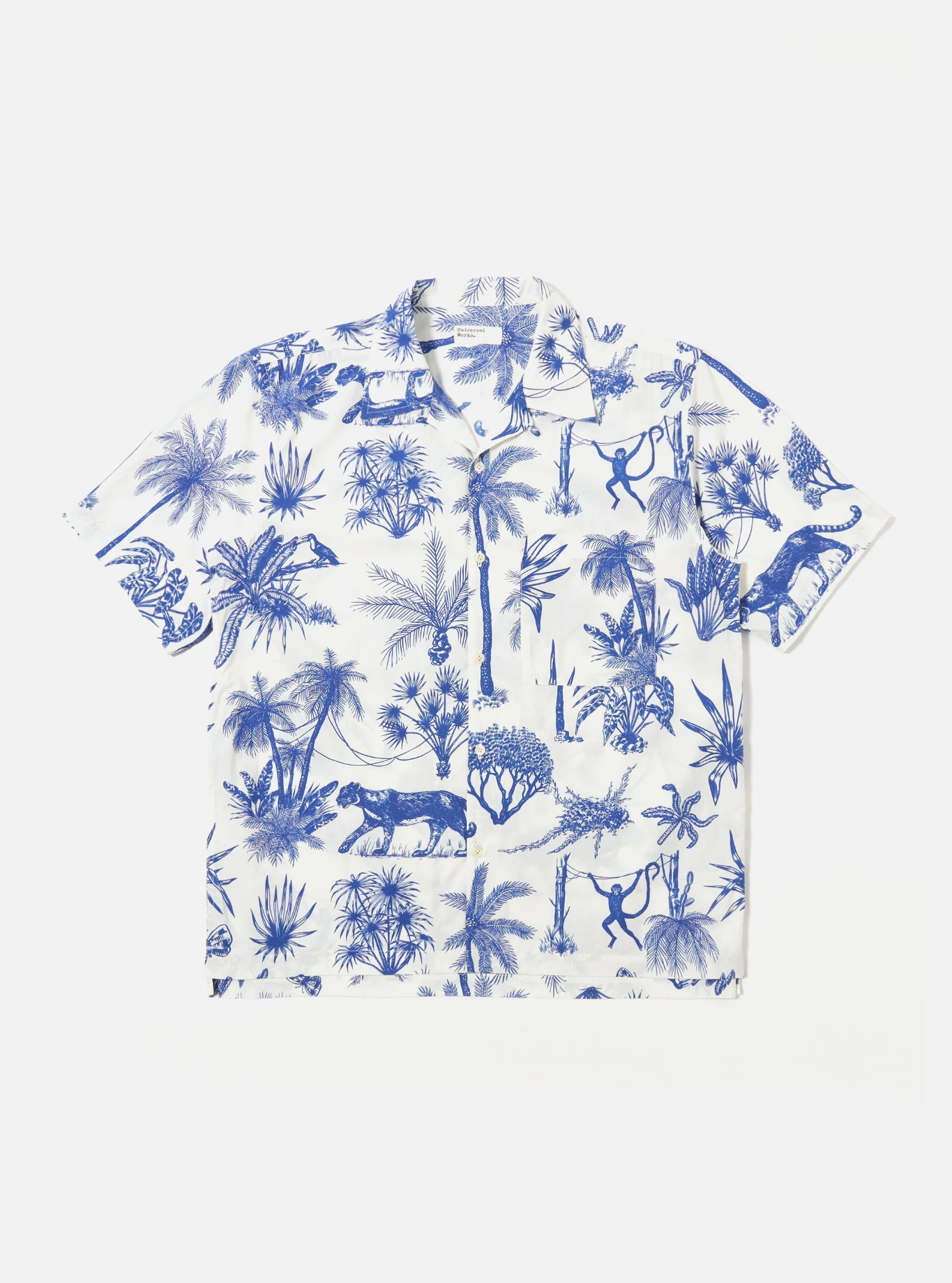 Universal Works - Camp Shirt in White Jungle Toile Poplin