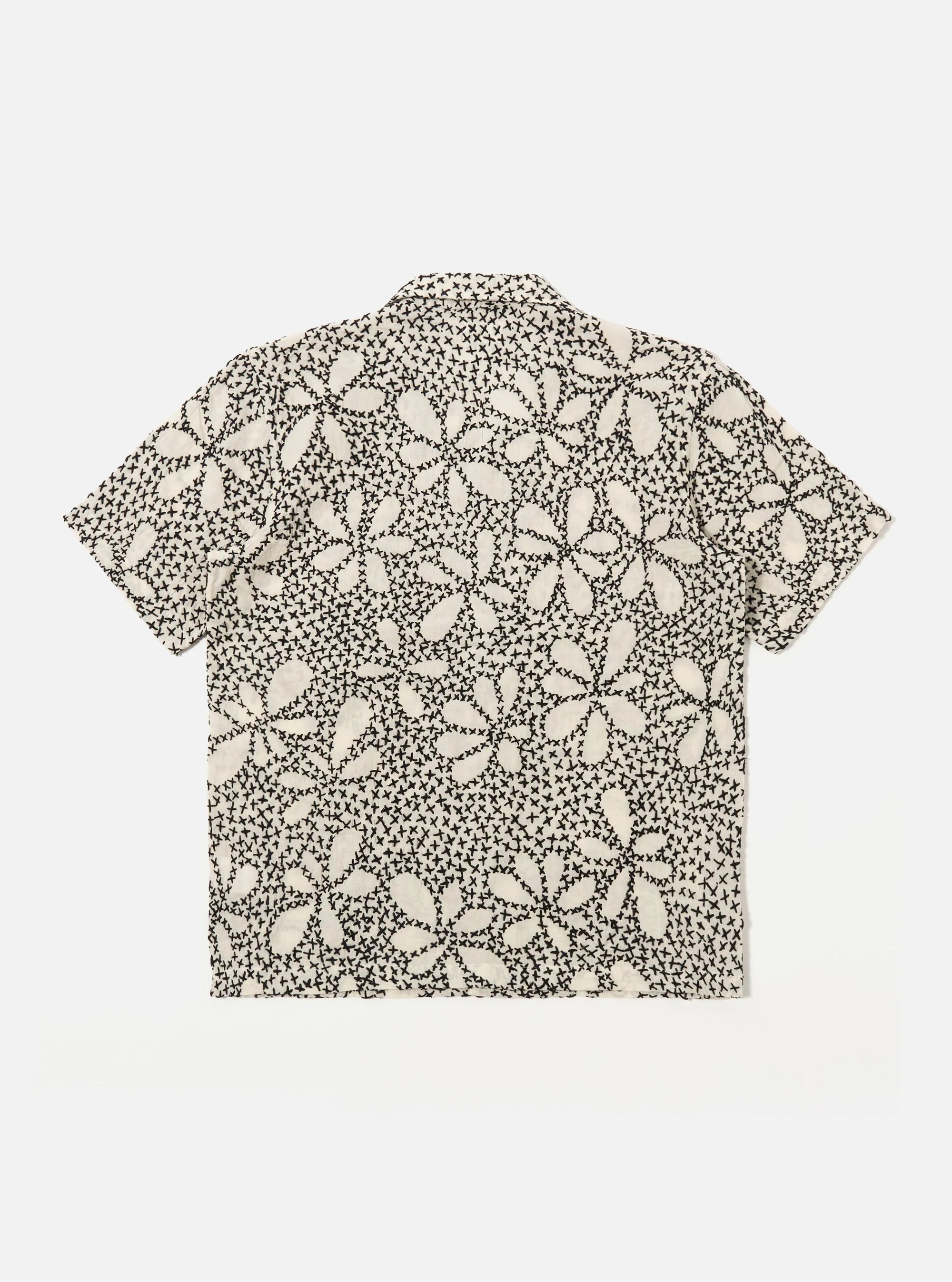 Universal Works - Road Shirt in Ecru/Black Kantha Flower