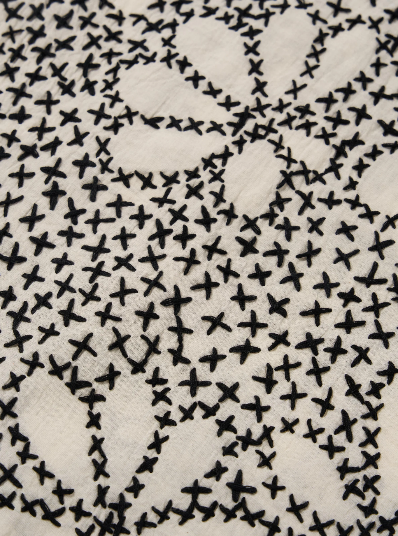Universal Works - Road Shirt in Ecru/Black Kantha Flower