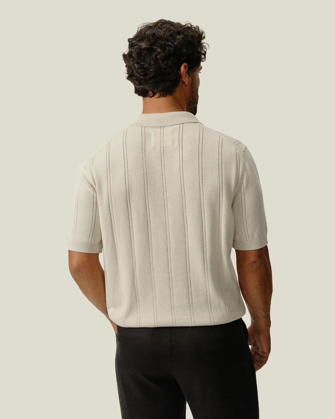 Alex Crane - Lolo Drop Needle Sweater Polo in Shell