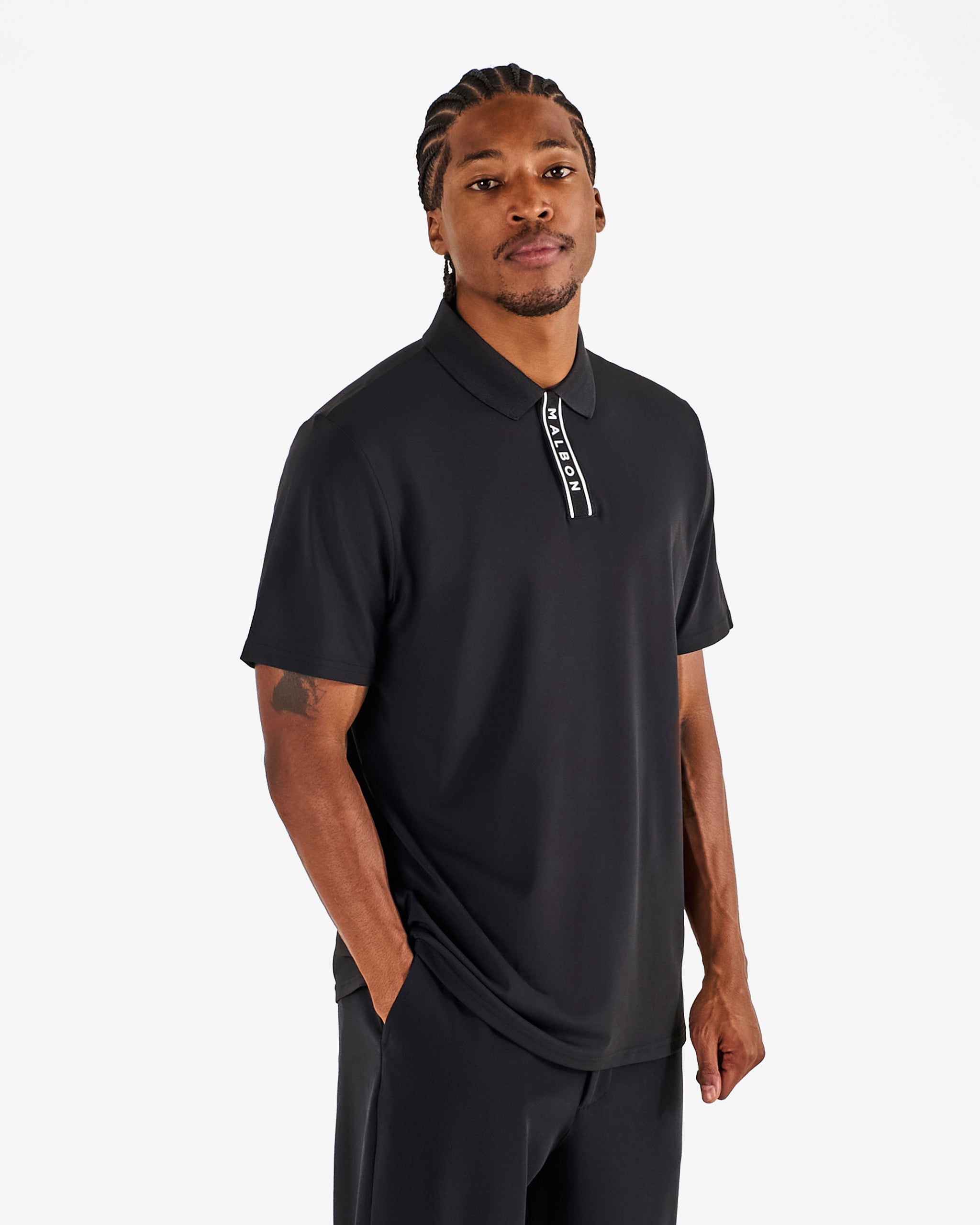 Malbon - Block Placket Polo in Black