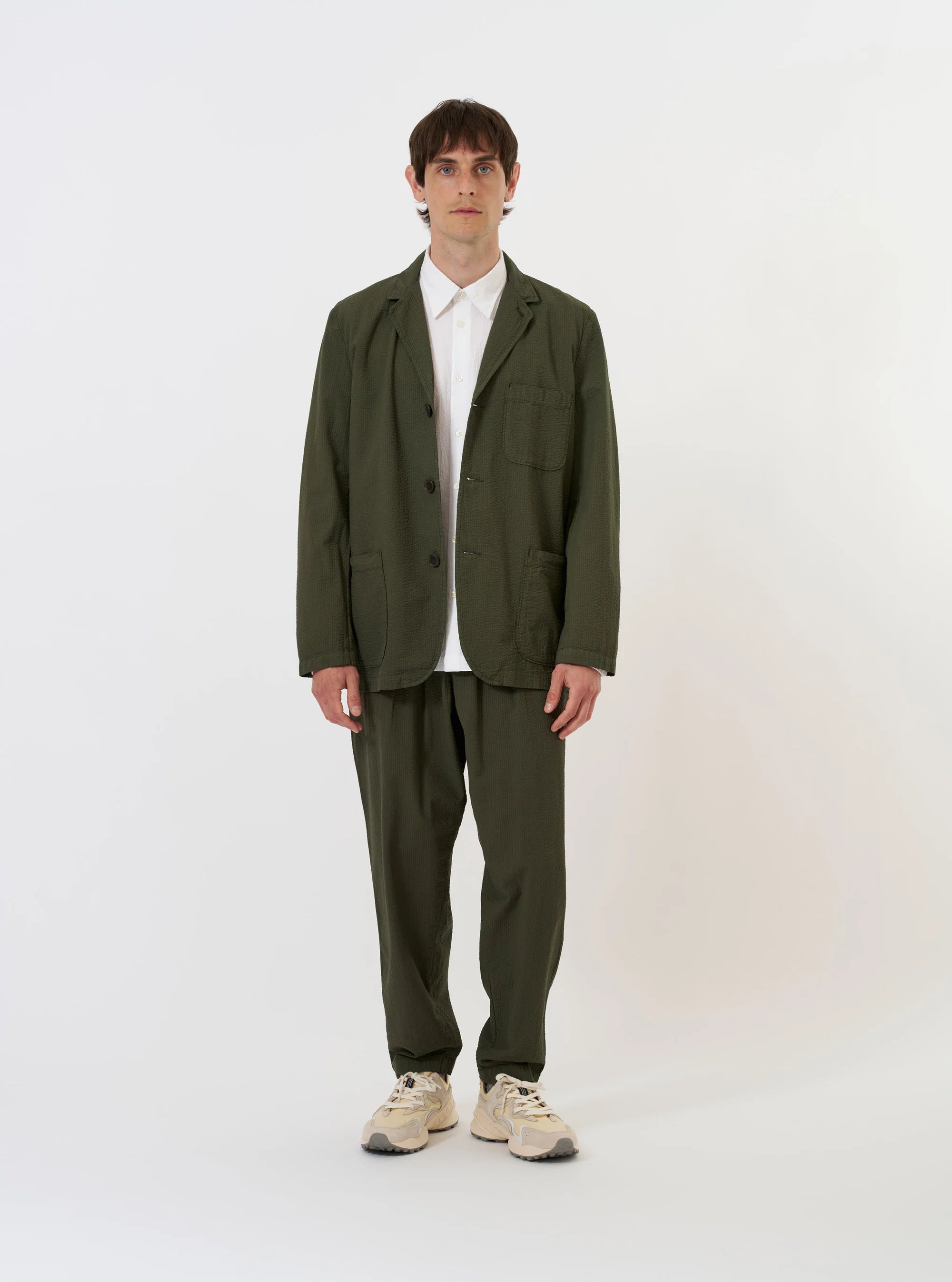 Universal Works - Merida Seersucker Suit in Olive
