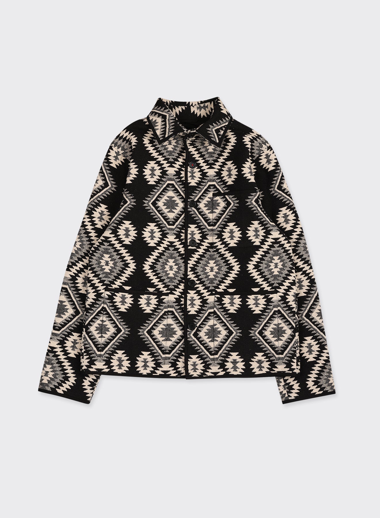 Kardo - Paris Work Jacket in White/Black Jacquard