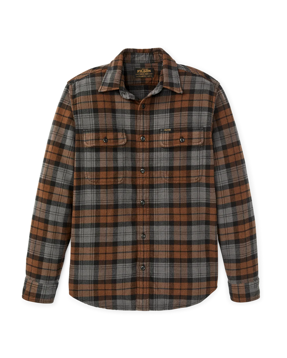 Filson - Vintage Flannel Work Shirt in Brown/Charcoal Plaid