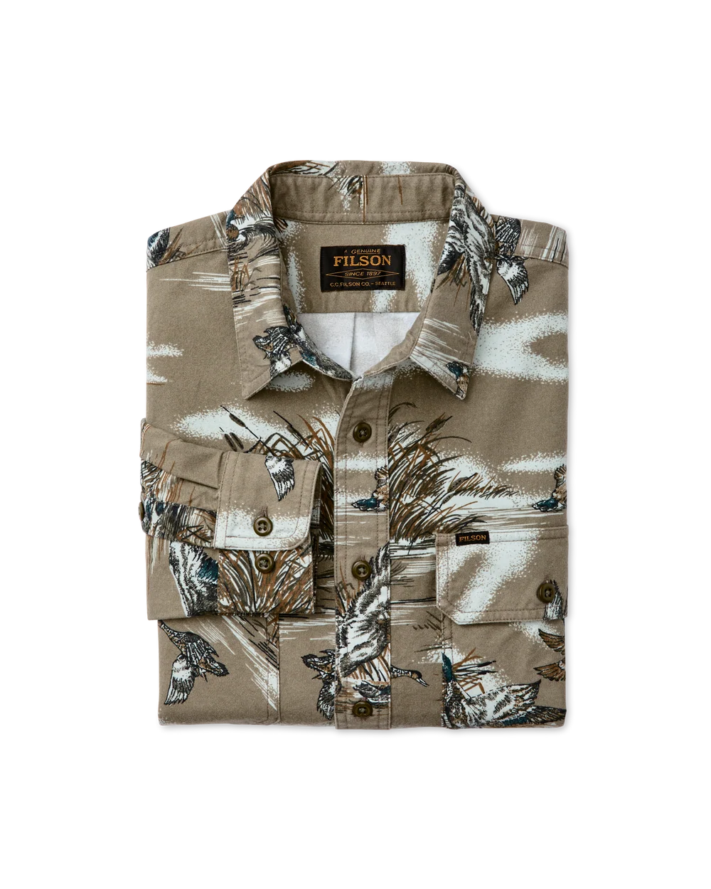 Filson - Field Flannel Shirt in Marsh Olive Print