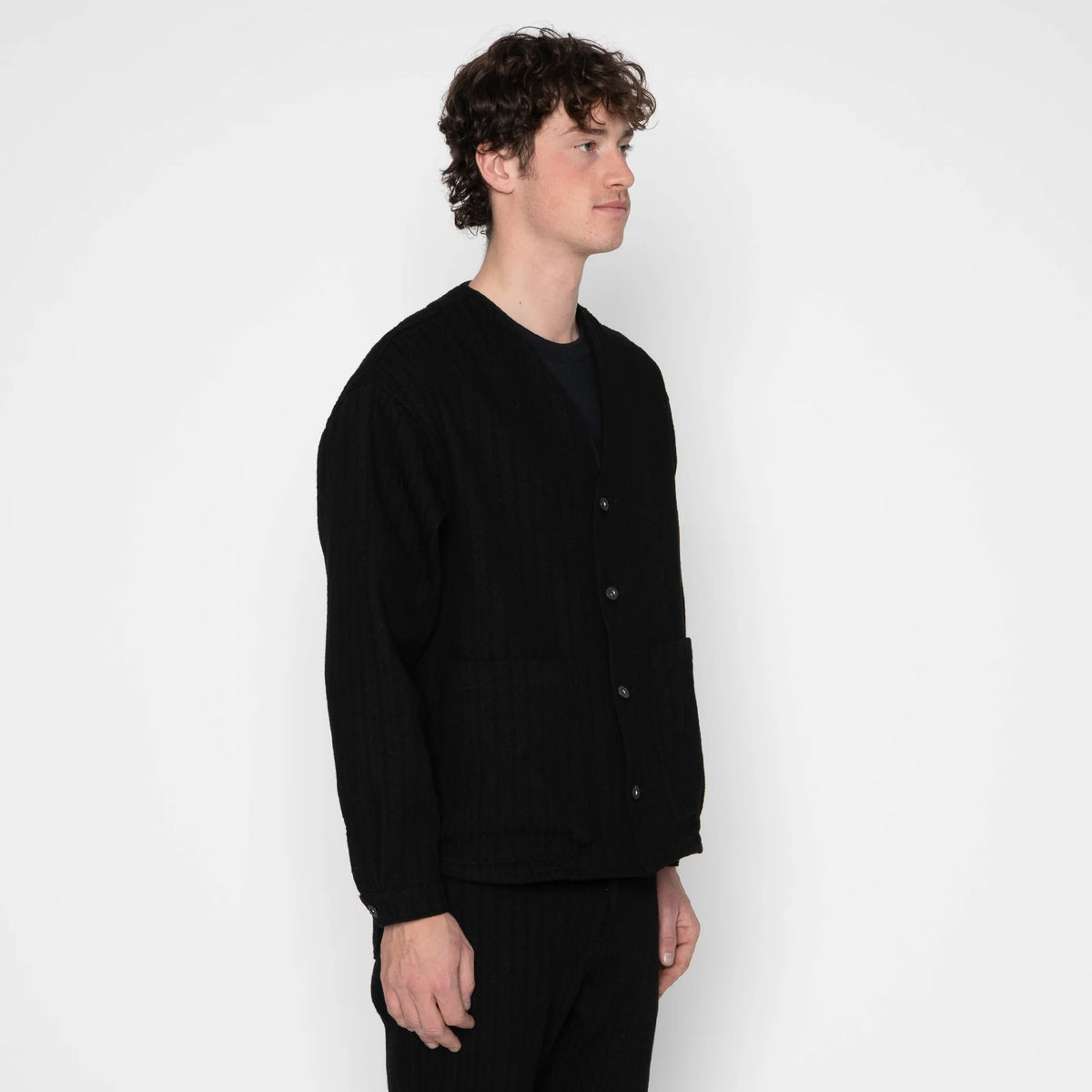 Naked & Famous Denim - Wise Guy Shirt in Black Sugiaya