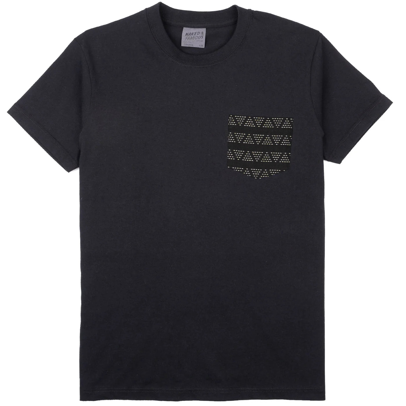Naked & Famous - Pocket Tee in Black + Triangle Dobby