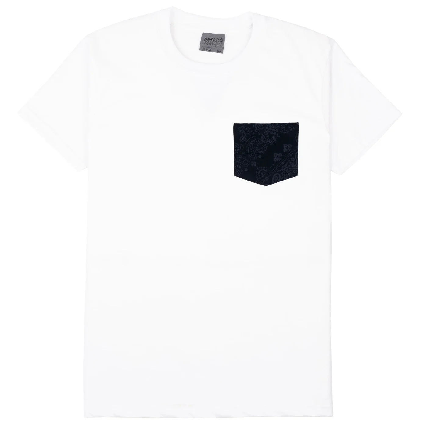 Naked & Famous - Pocket Tee in White + Brushed Handkerchief