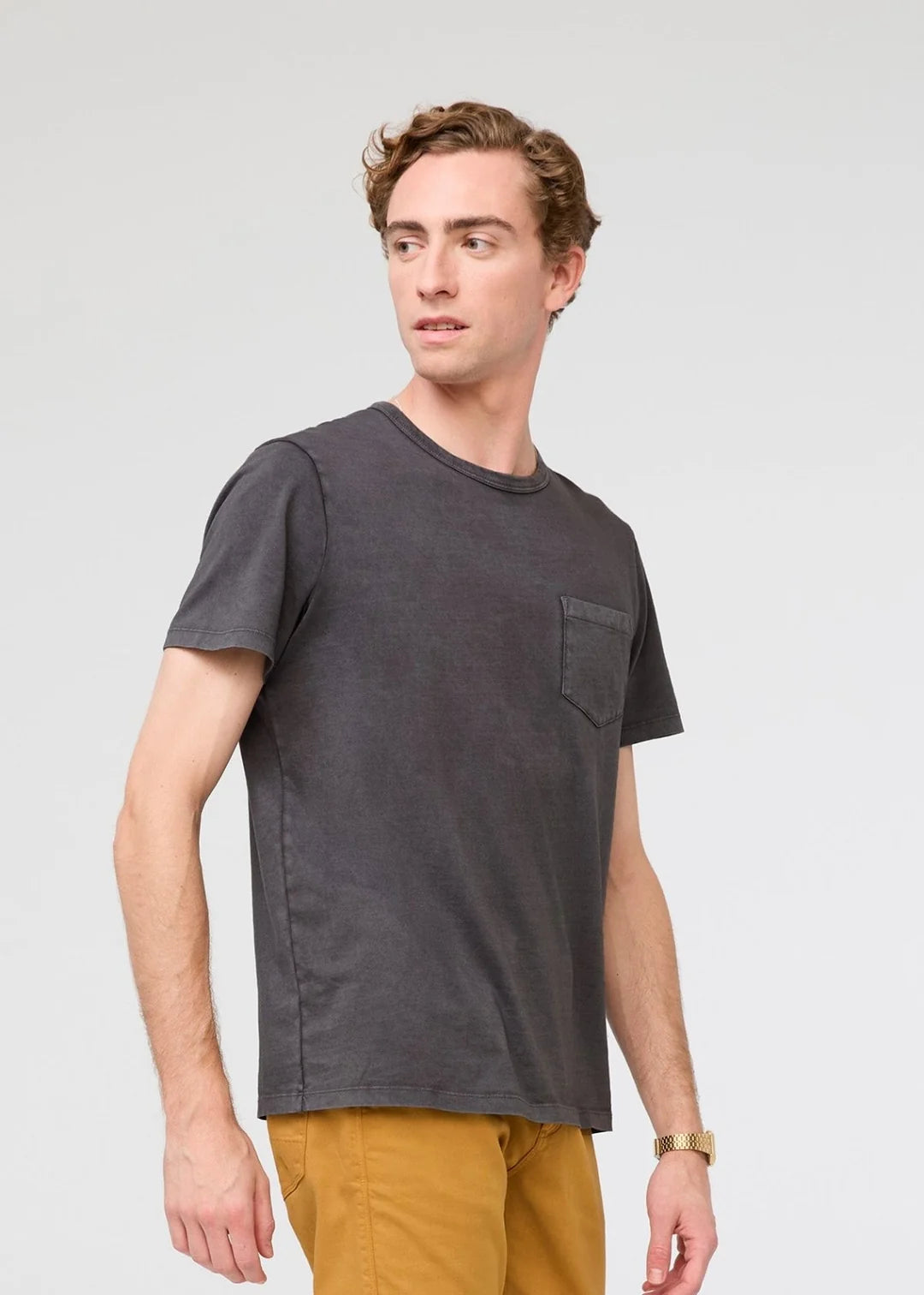 Duer - PurePima Pocket Tee in Washed Grey