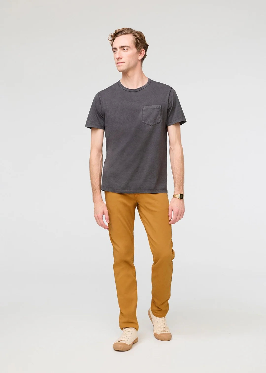 Duer - PurePima Pocket Tee in Washed Grey