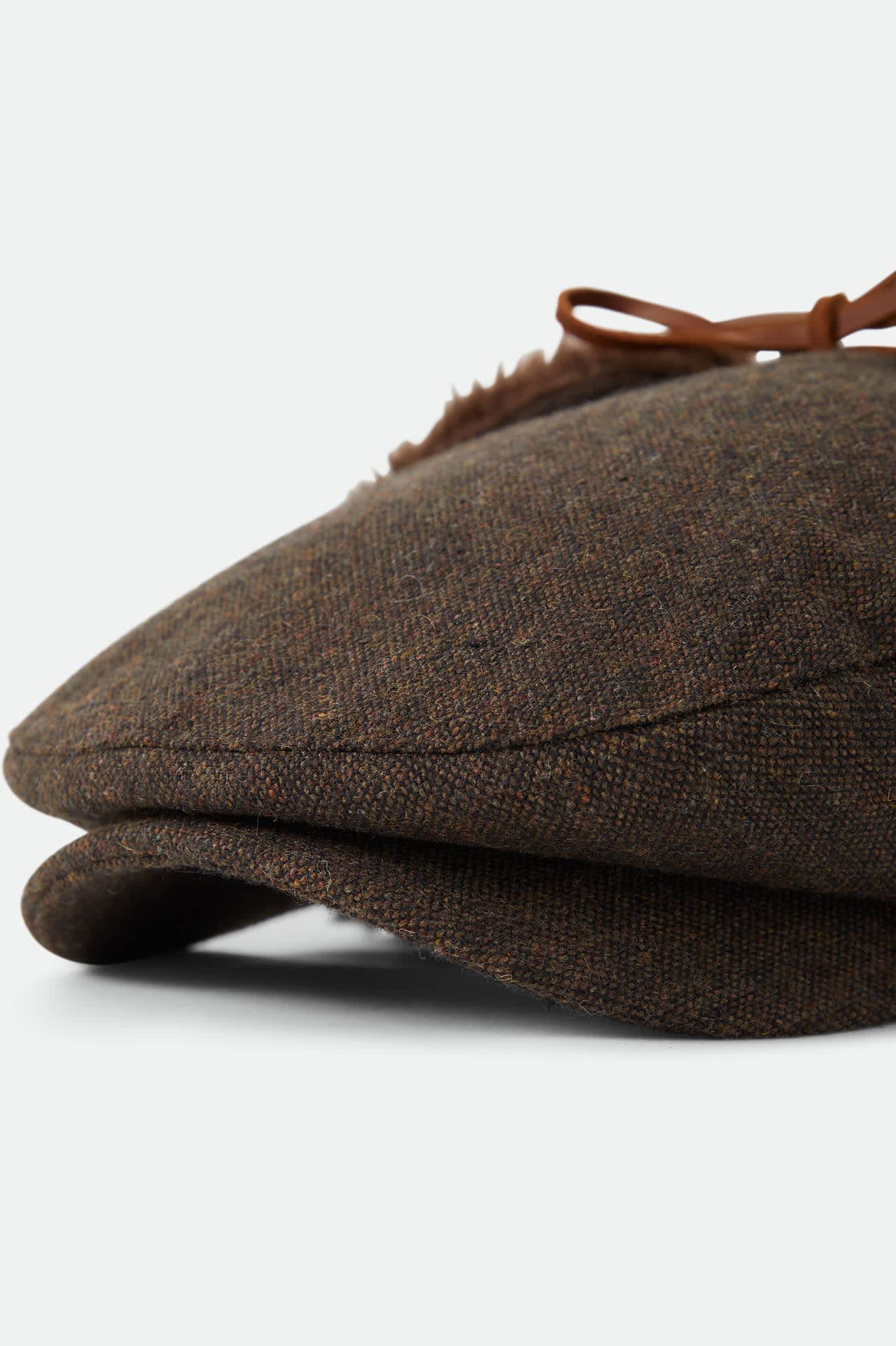 Brixton - Barrel Earflap Snap Cap in Brown Tweed