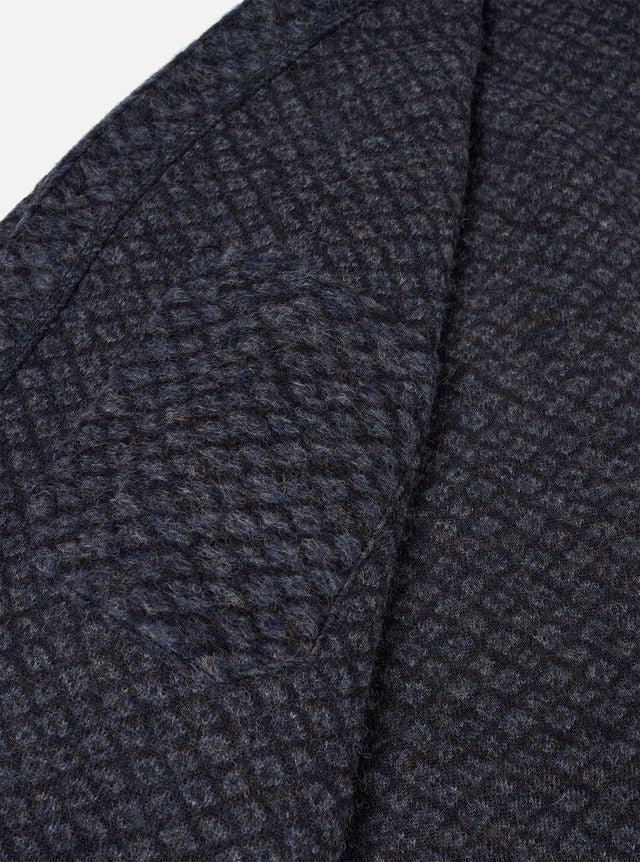 Universal Works - Cardigan in Charcoal Diamond Fleece