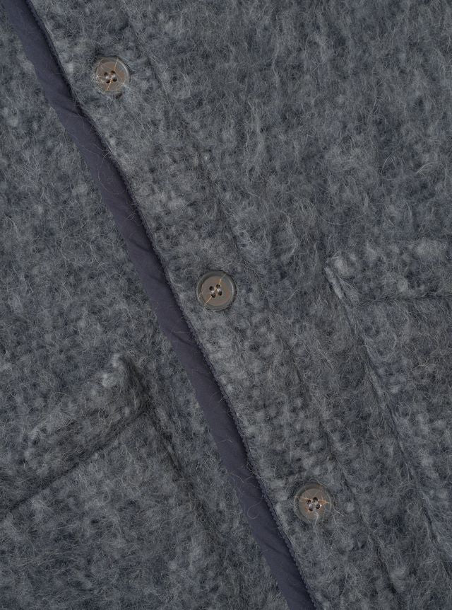 Universal Works - Lancaster Gilet in Losso Mohair Mix in Navy/Pale Grey