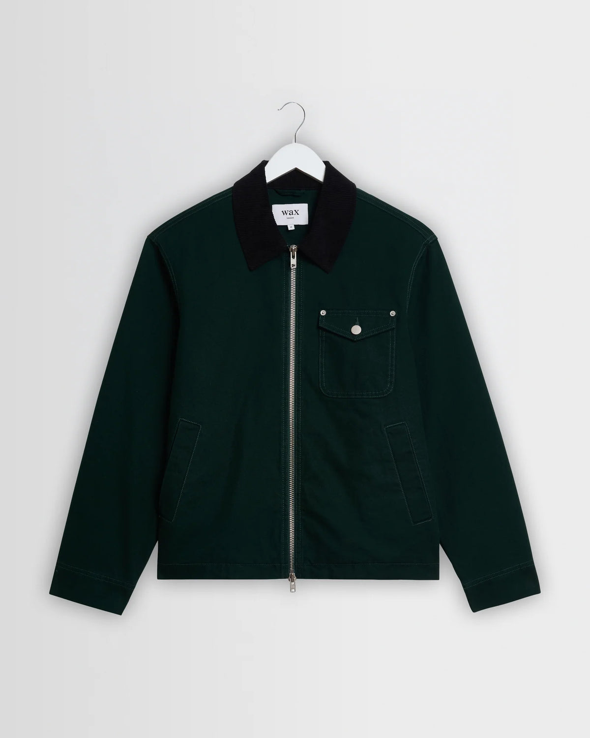 Wax London - Mason Peached Canvas Work Jacket in Dark Green