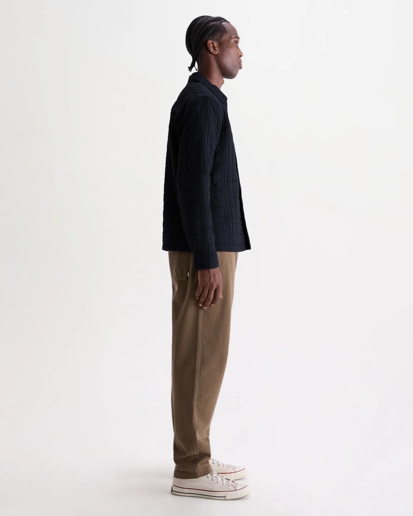 Wax London - Romer Quilted Check Overshirt in Navy