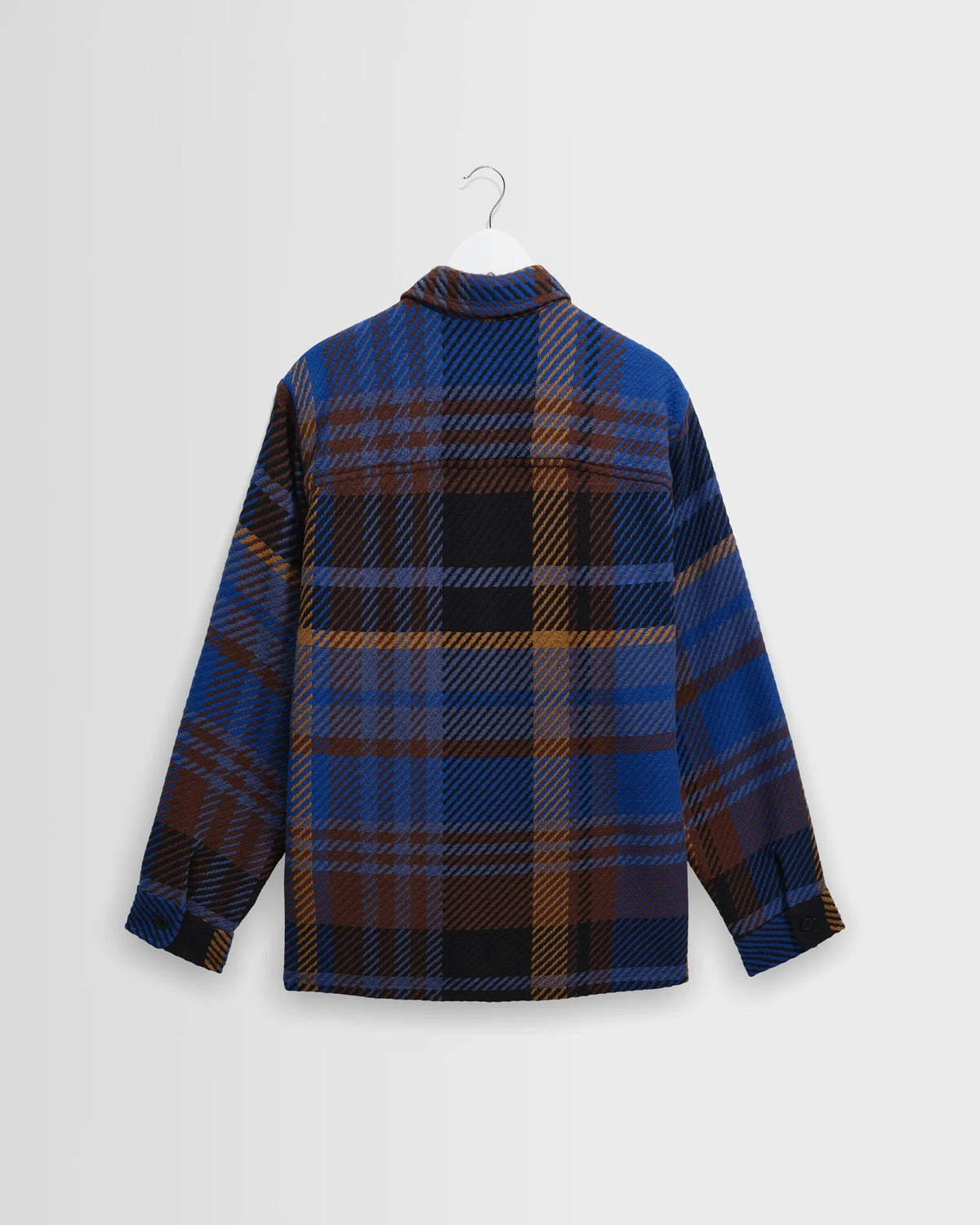 Wax London - Whiting Overshirt in Blue And Brown Bold Check
