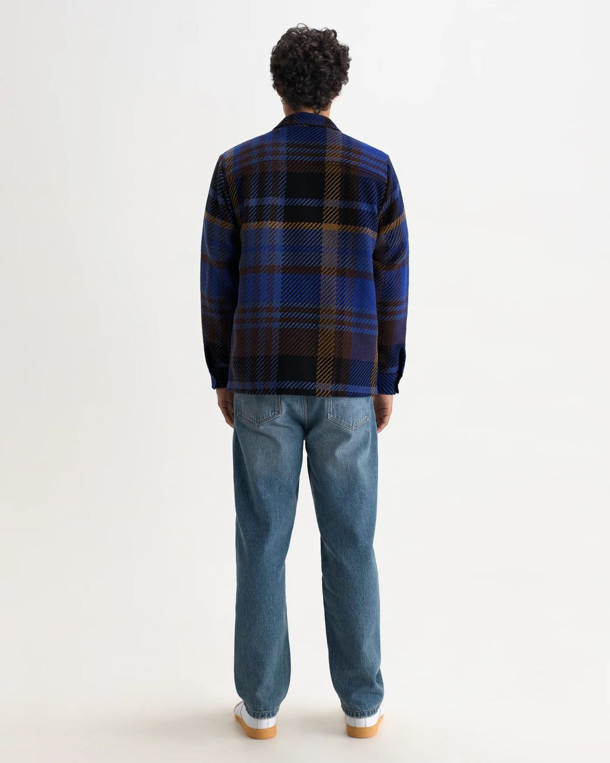 Wax London - Whiting Overshirt in Blue And Brown Bold Check