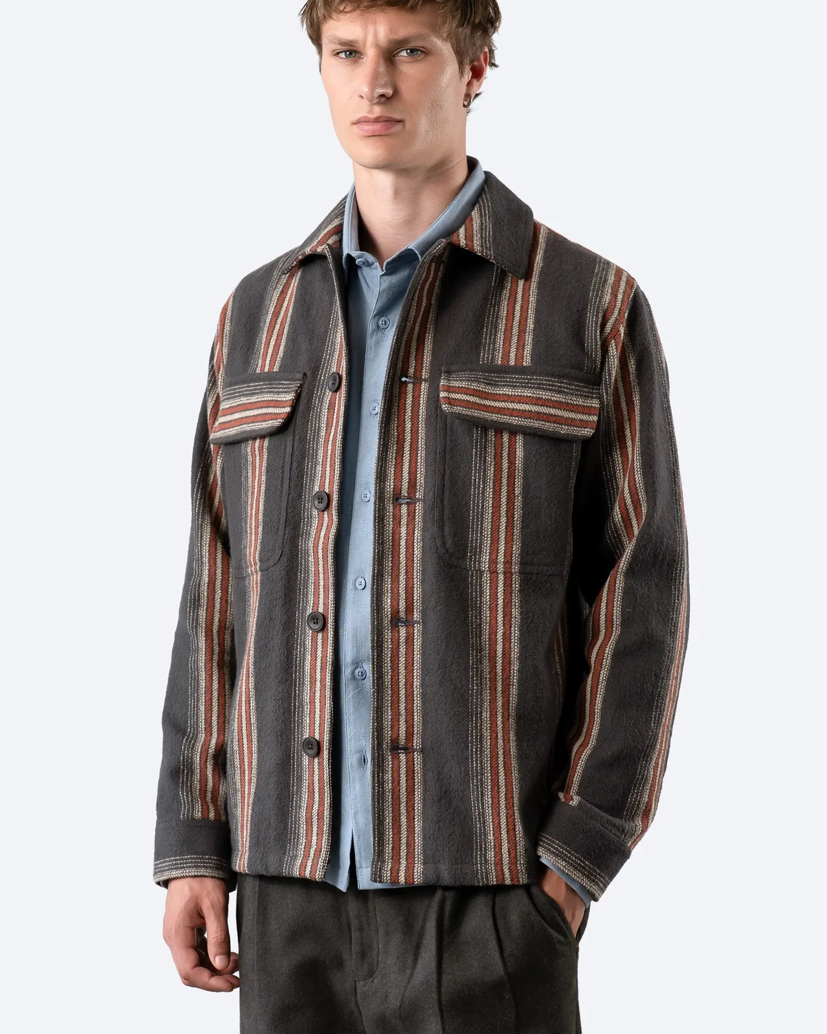 Far Afield - Normsk Jacket in Grey Yara Stripe