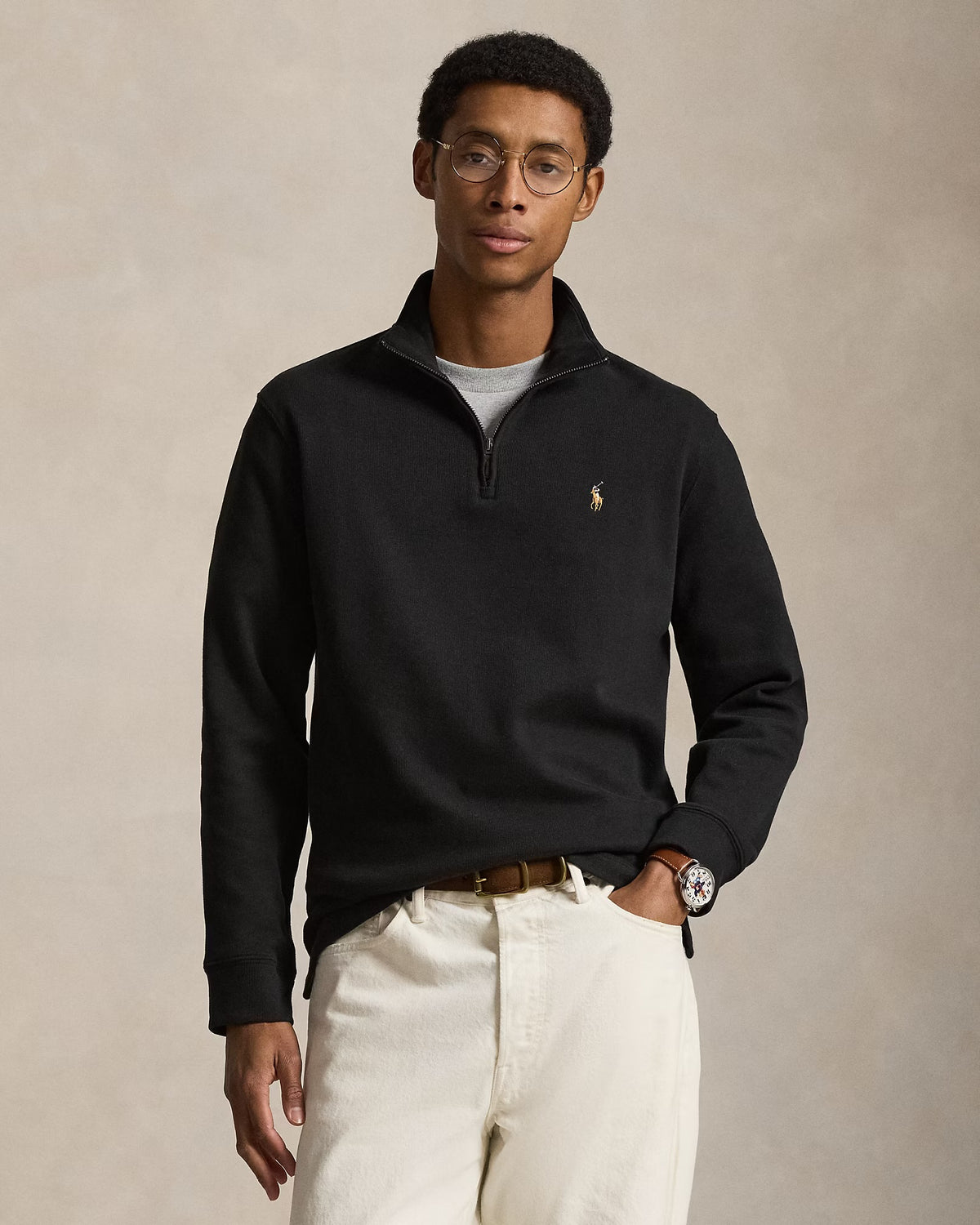Polo Ralph Lauren - Estate-Rib Quarter-Zip Pullover in Black