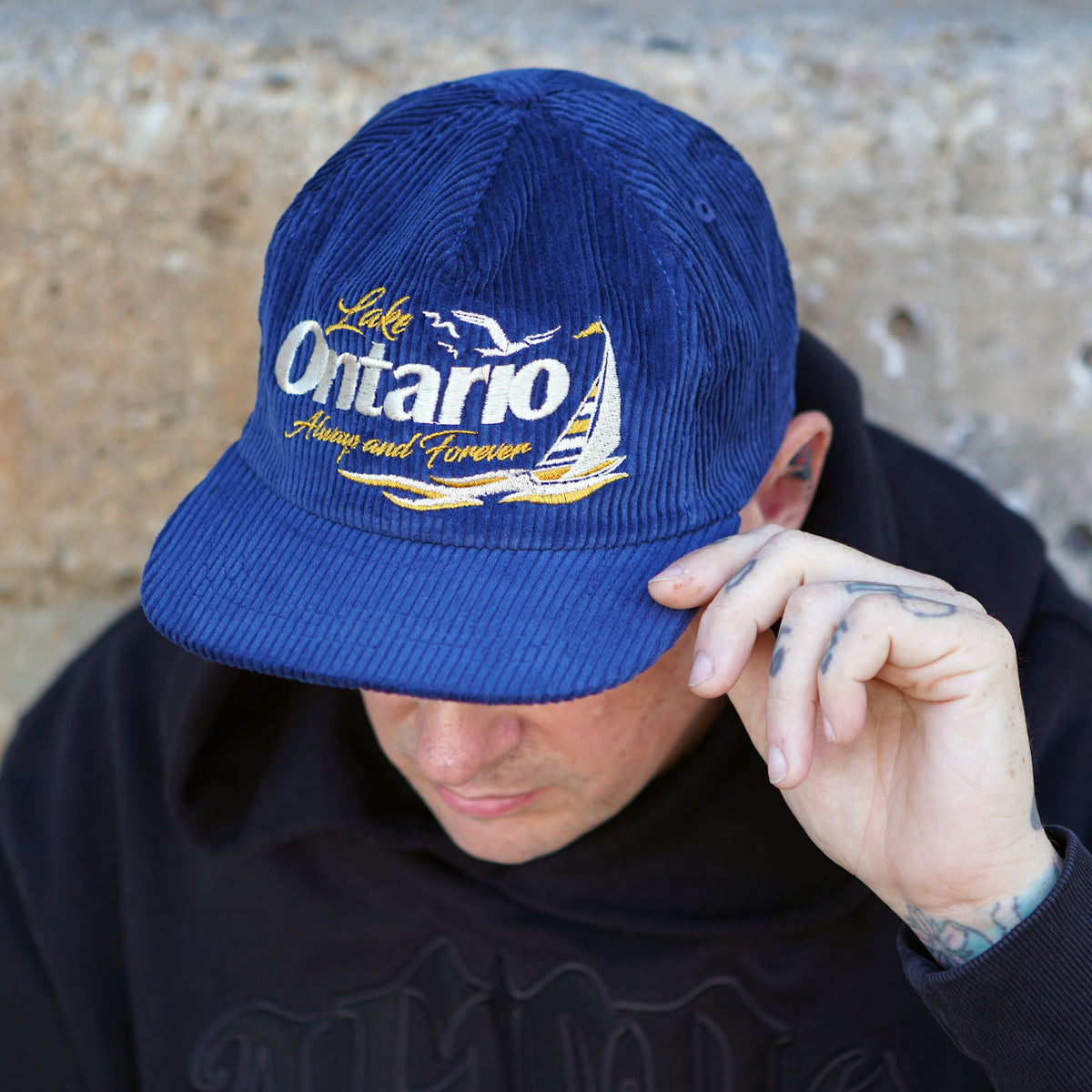 Lake Ontario Corduroy Hat in Navy Blue