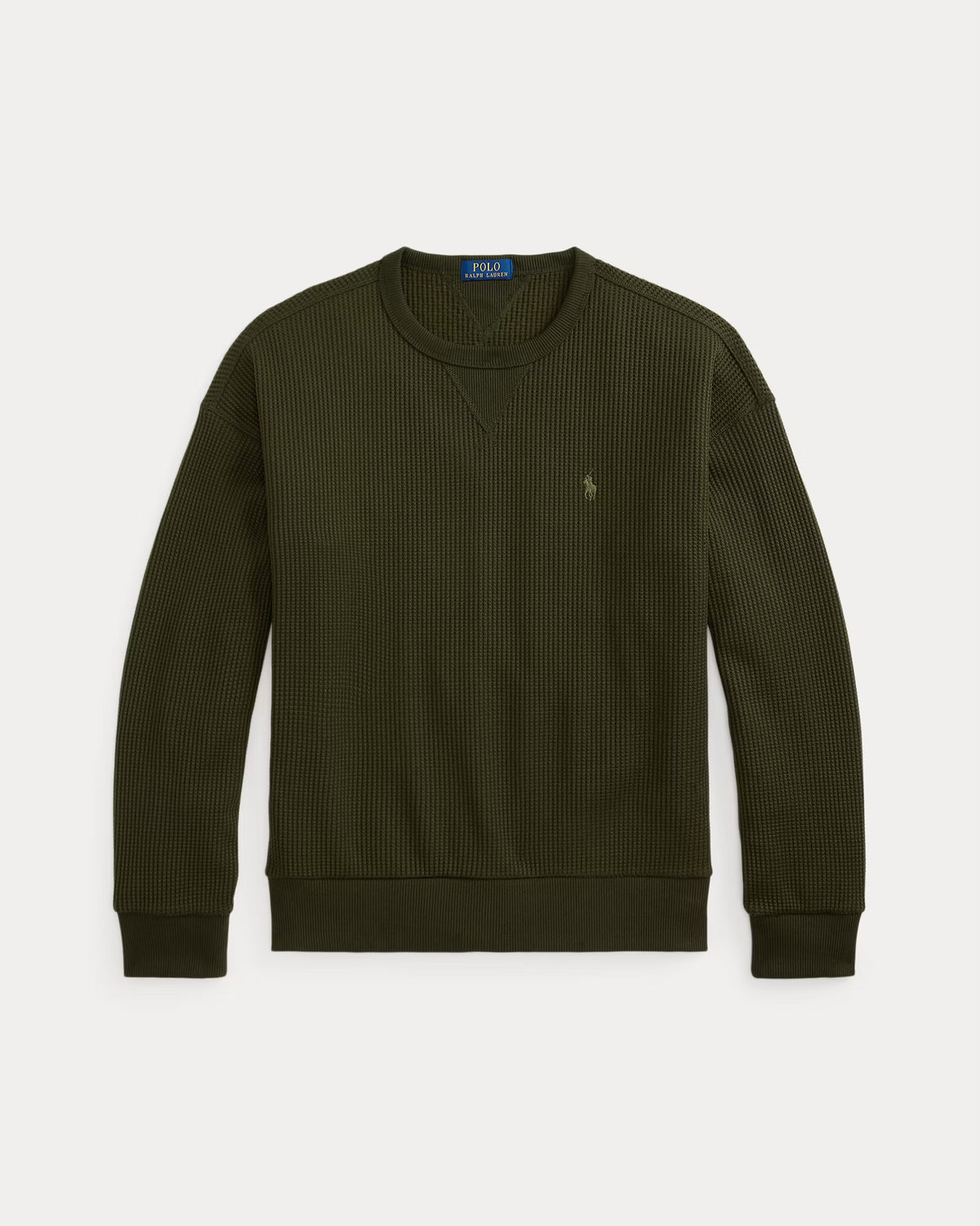 Polo Ralph Lauren - Relaxed Fit Waffle-Knit Sweatshirt in Company Olive