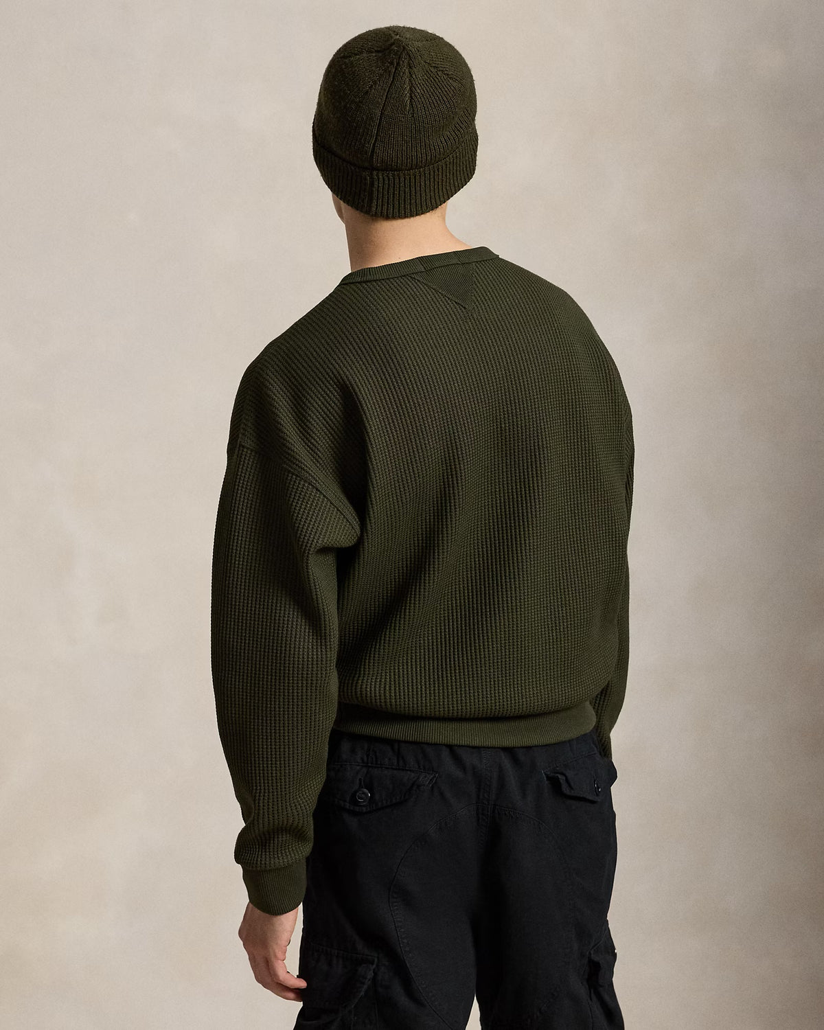 Polo Ralph Lauren - Relaxed Fit Waffle-Knit Sweatshirt in Company Olive