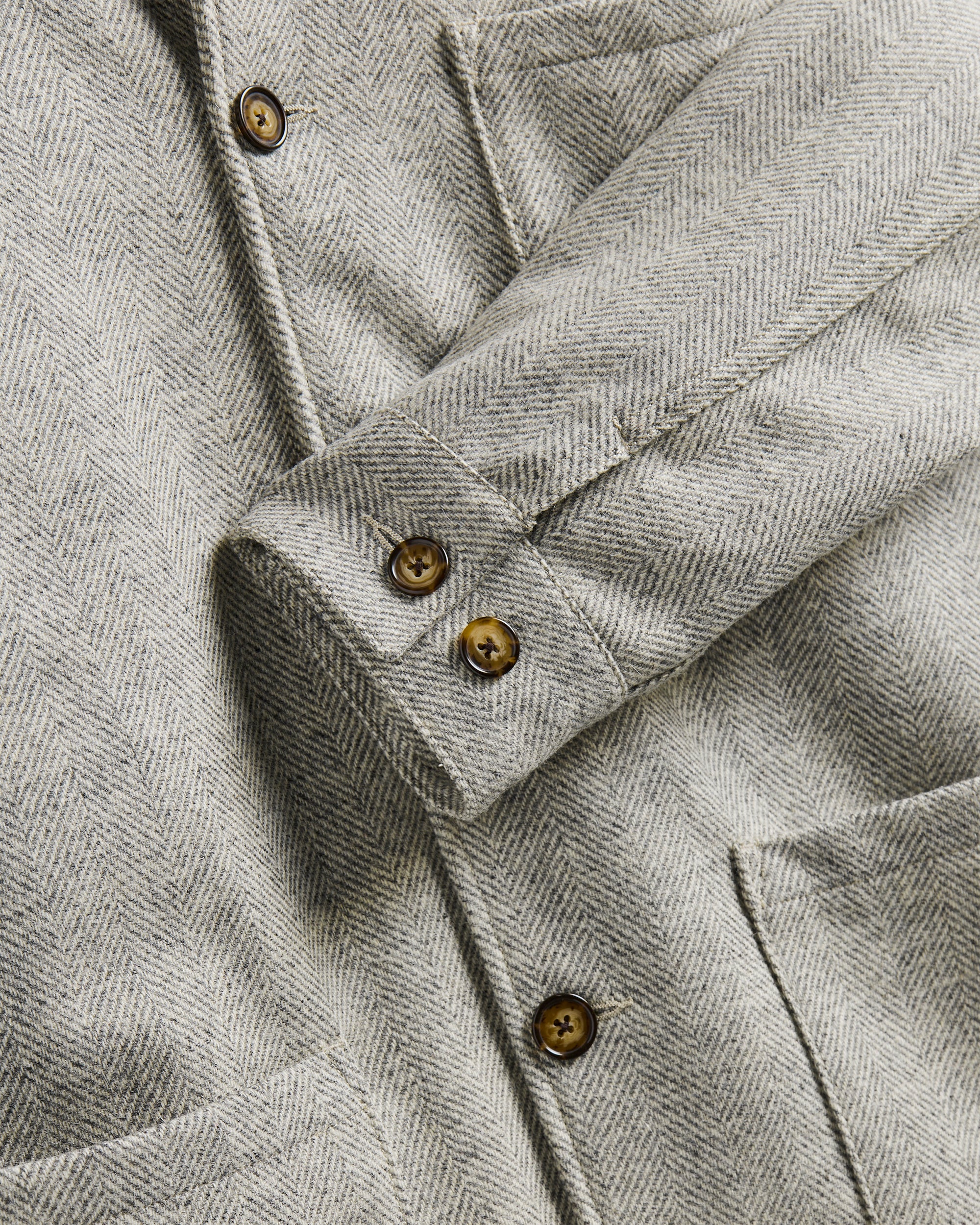 Portuguese Flannel - Labura Jacket in Grey Herringbone Wool