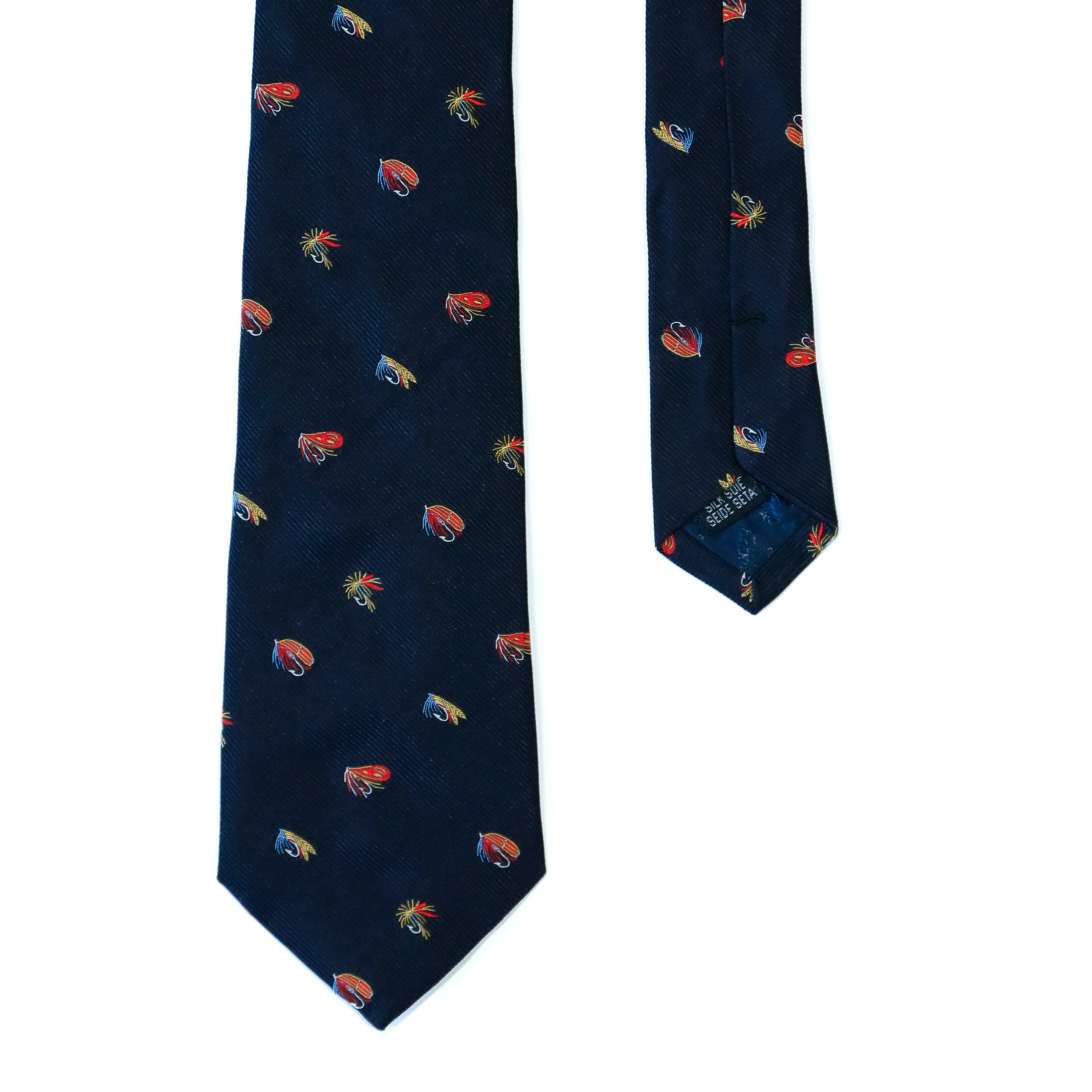 Atkinsons - Silk Faille Tie: Fishing Lure in Navy