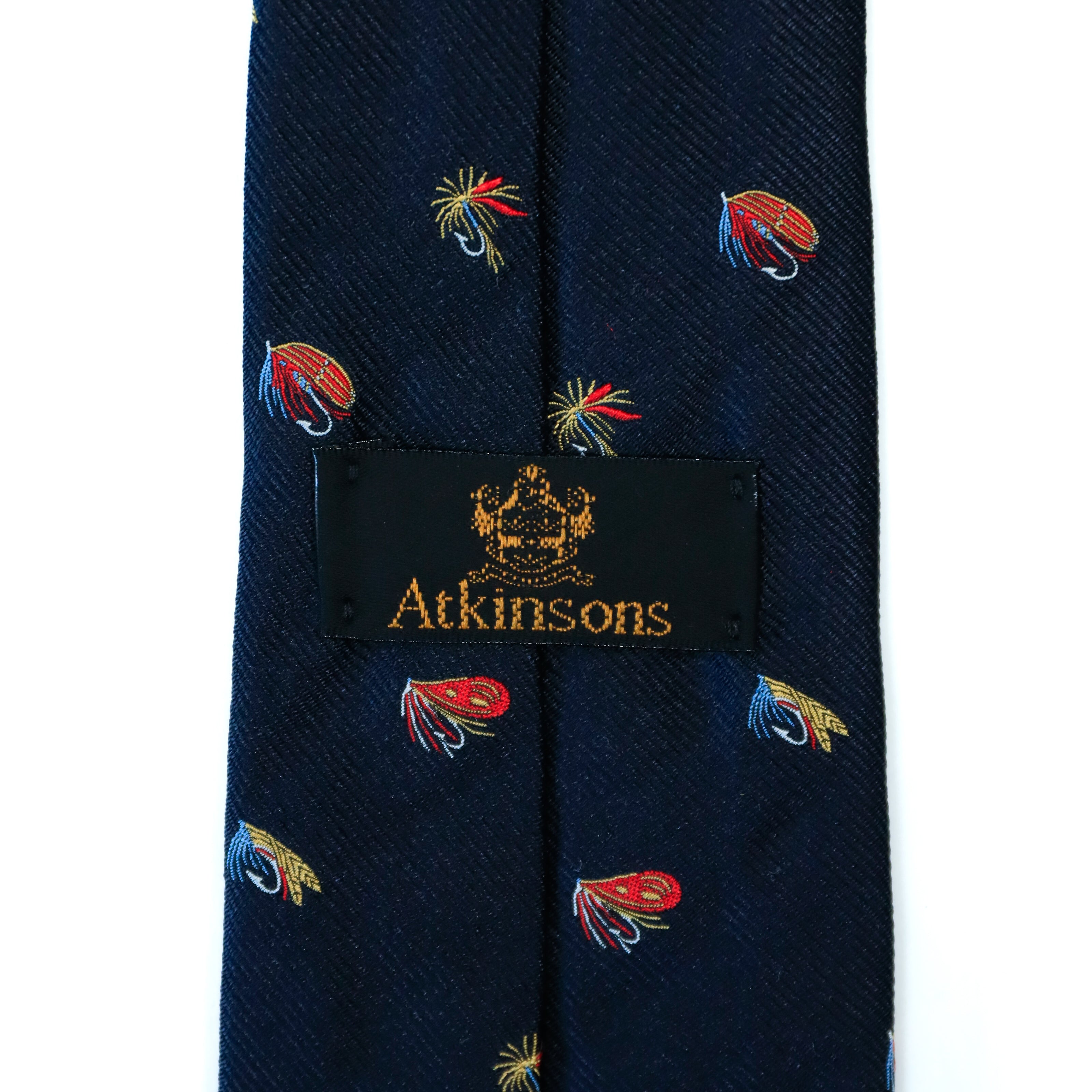 Atkinsons - Silk Faille Tie: Fishing Lure in Navy