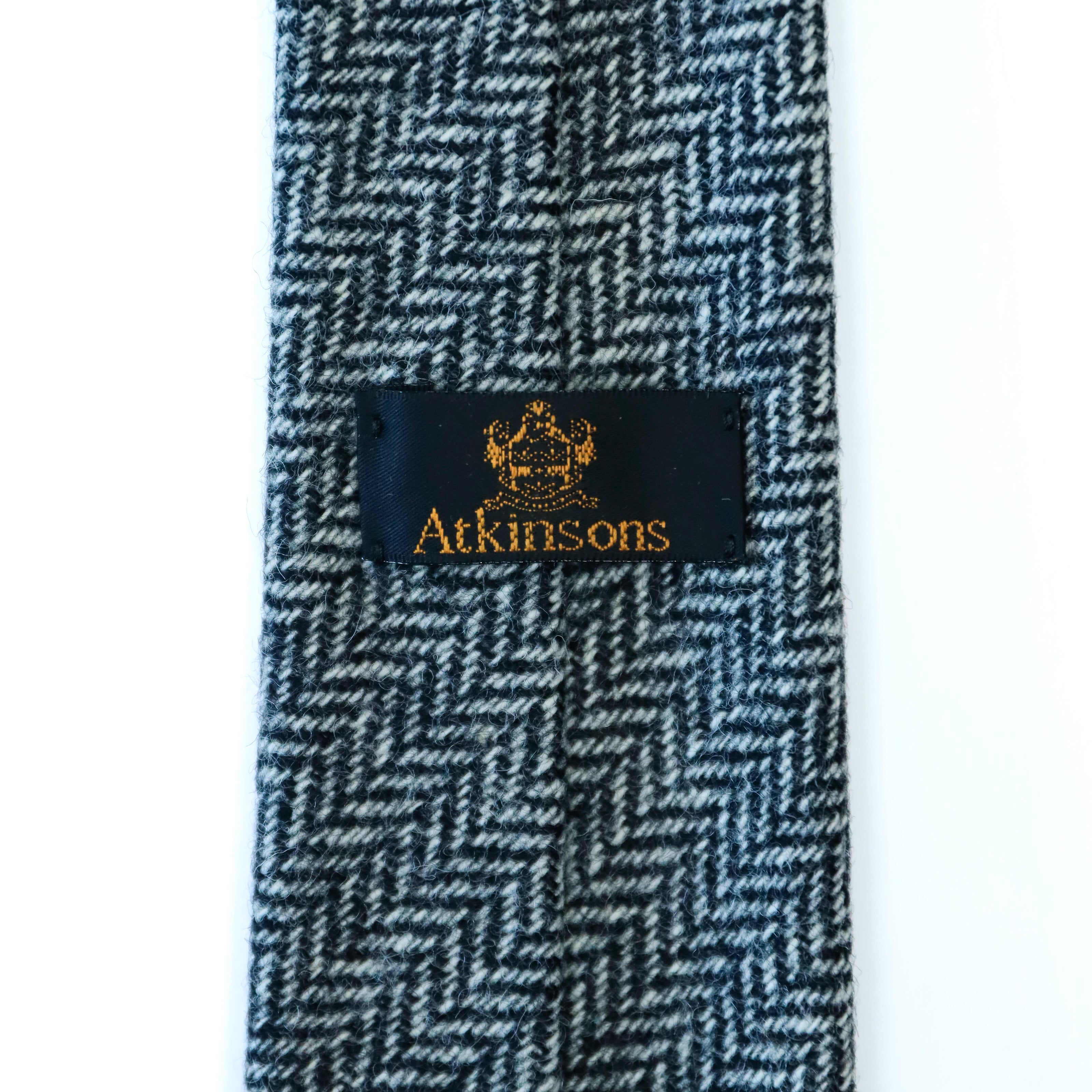 Atkinsons - Wool Herringbone Tie: Black and White