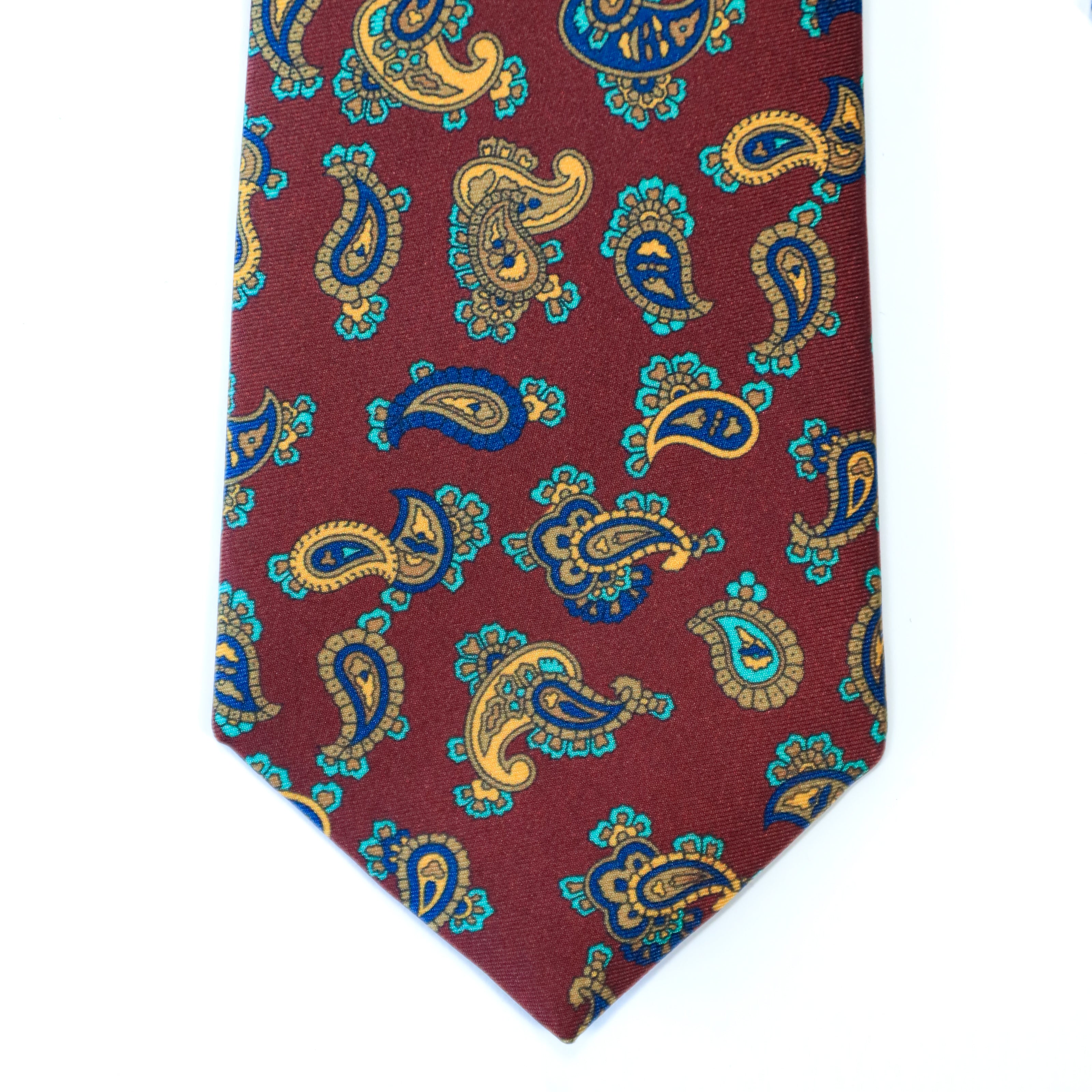 Atkinsons - Silk Twill Tie: Wine Paisley