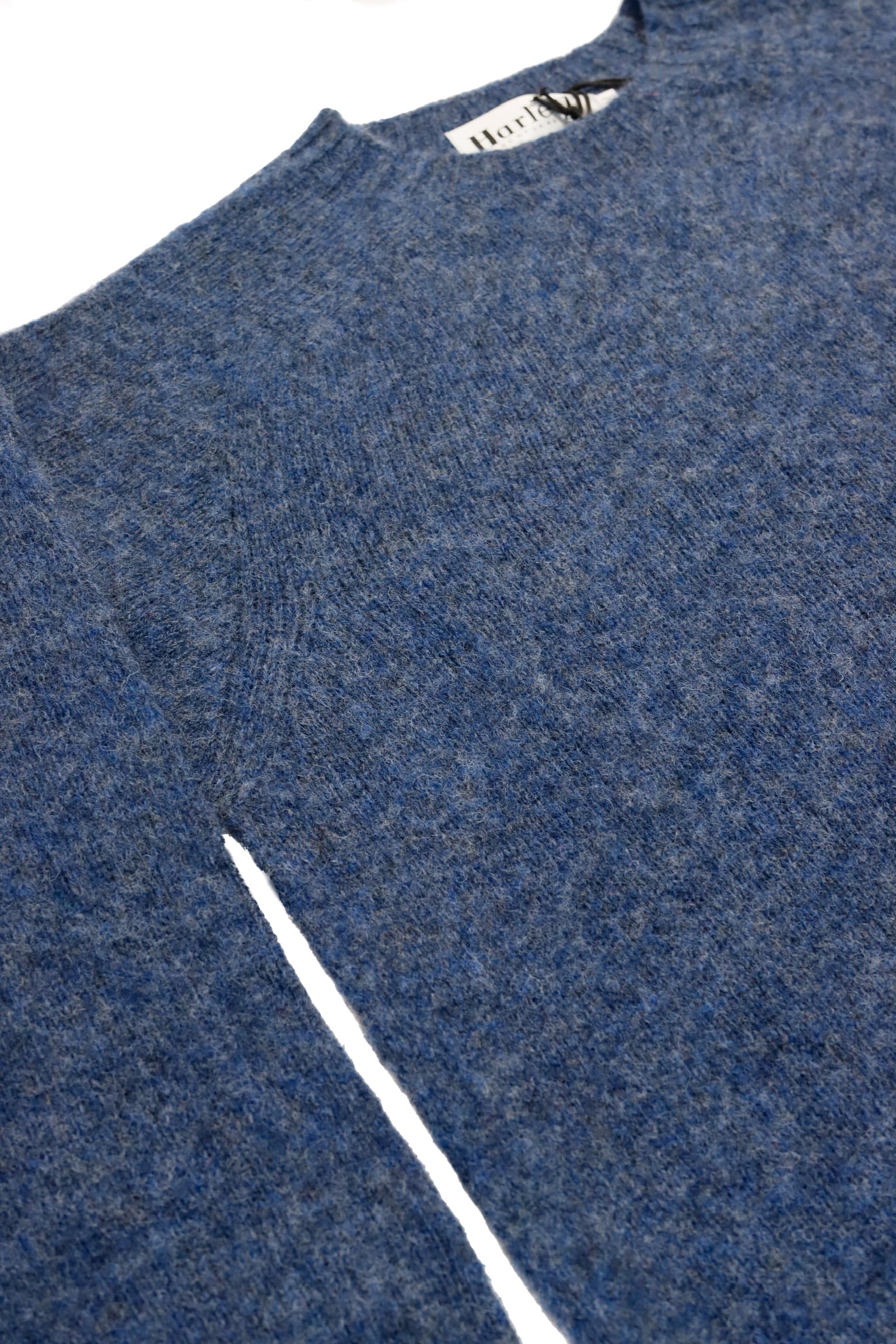 Harley of Scotland - Shaggy Raglan Sweater in Denim Blue