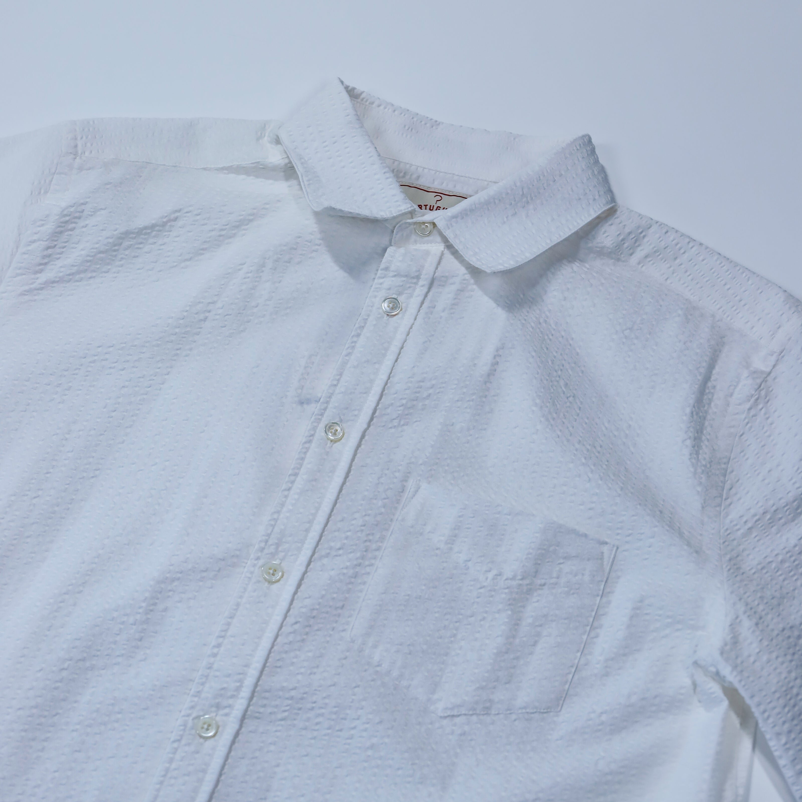 Portuguese Flannel - Atlantico Short Sleeve in White Seersucker