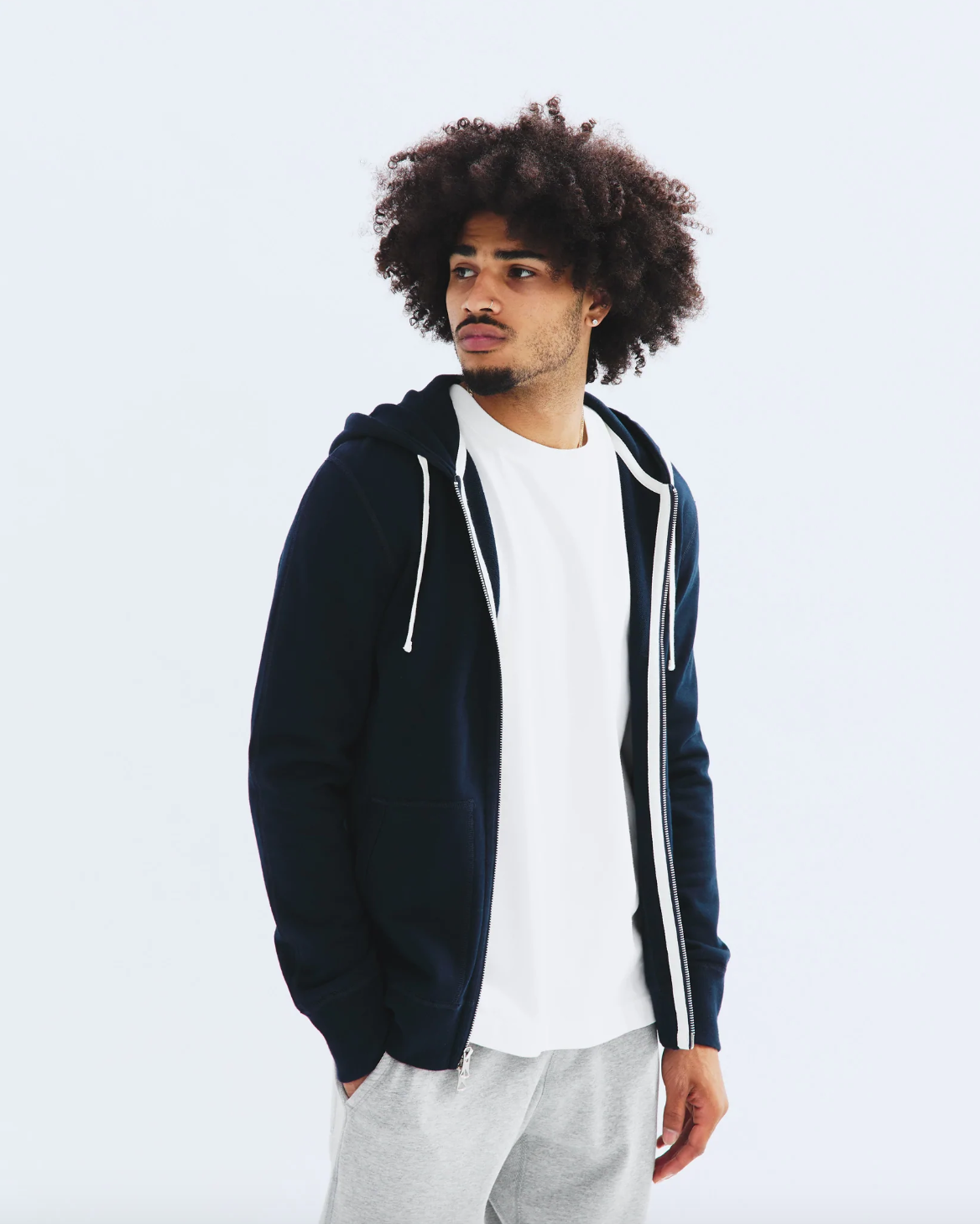 Reigning Champ - Knit Mid Weight Terry Full Zip Hoodie ~ Navy