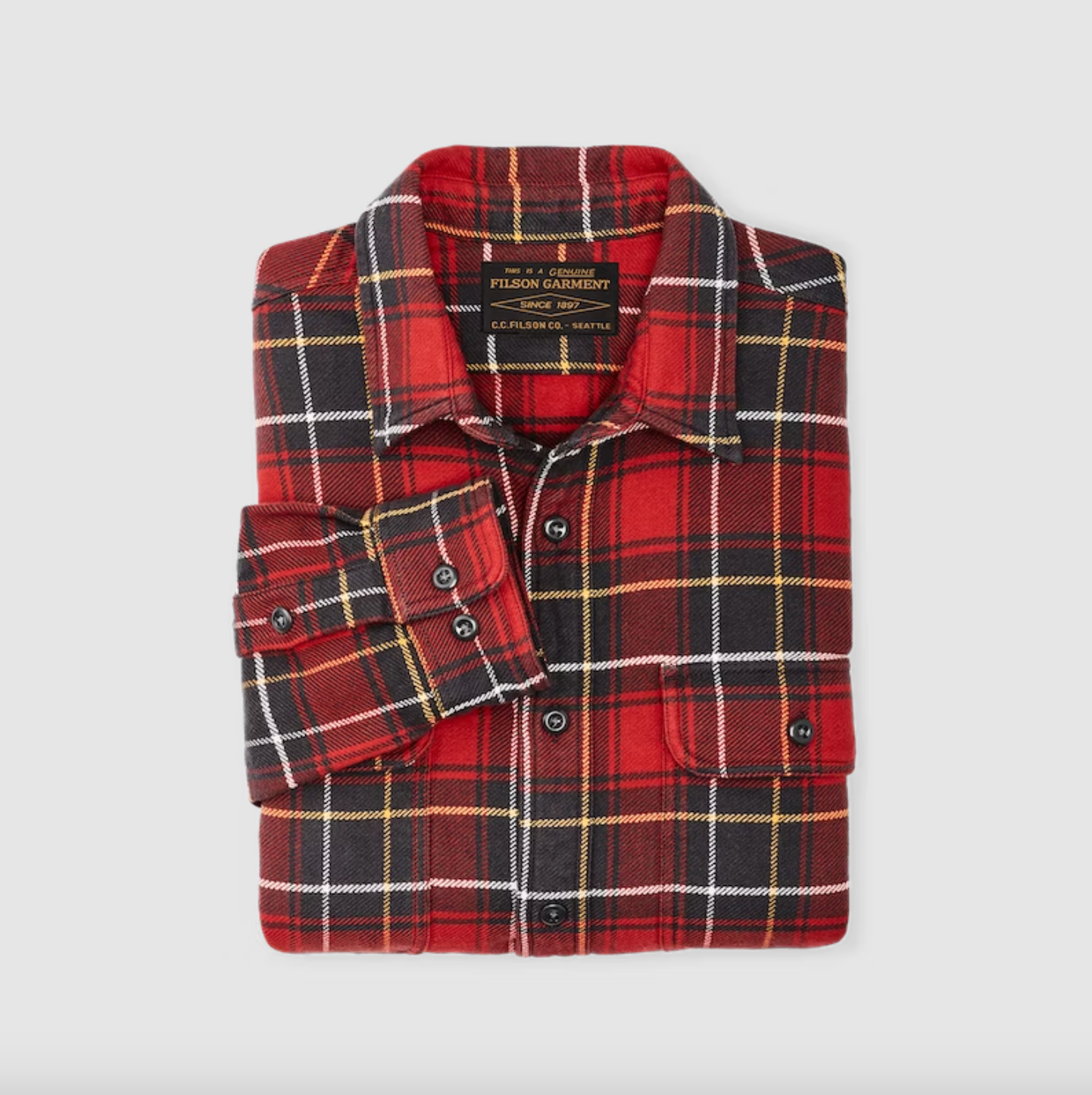 Filson- Vintage Flannel Work Shirt Red Charcoal Plaid