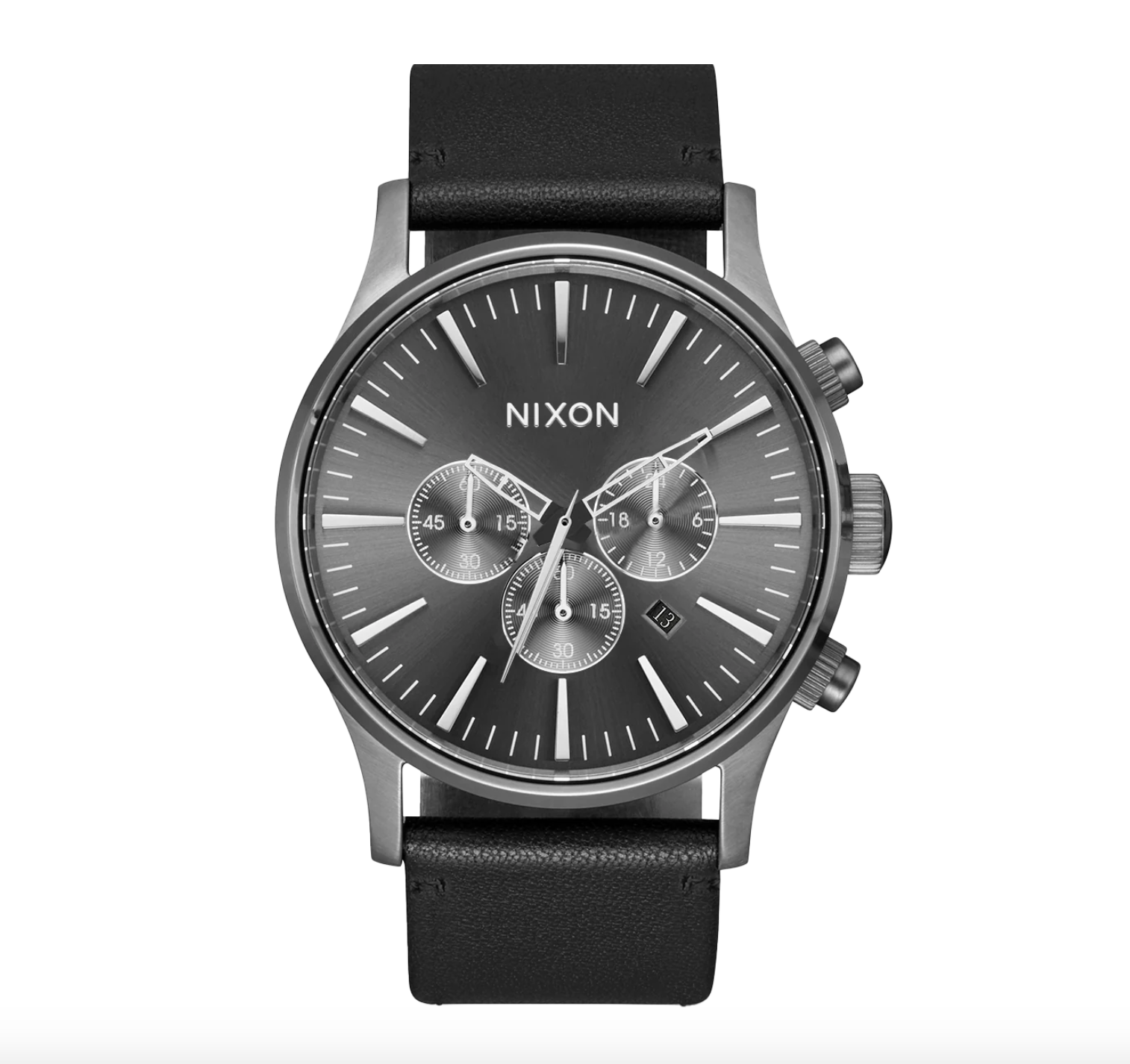 Nixon- Sentry Chrono Leather All Gunmetal Black