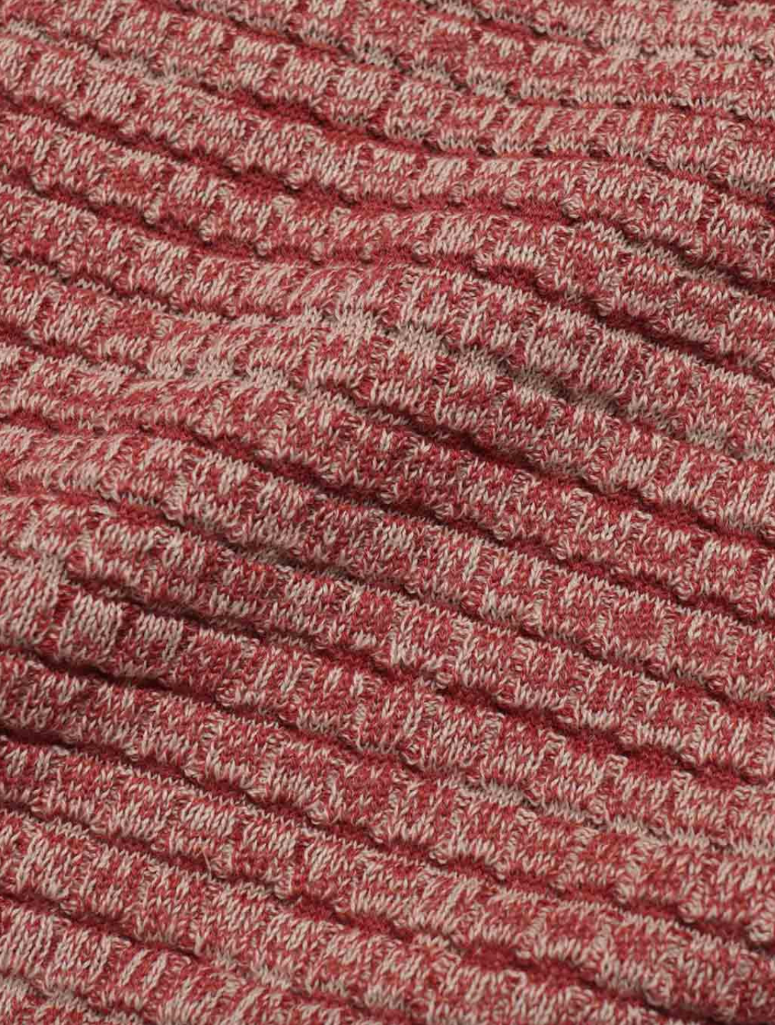 Far Afield- Renard SS Polo Waffled Twisted Yard Red Ochre
