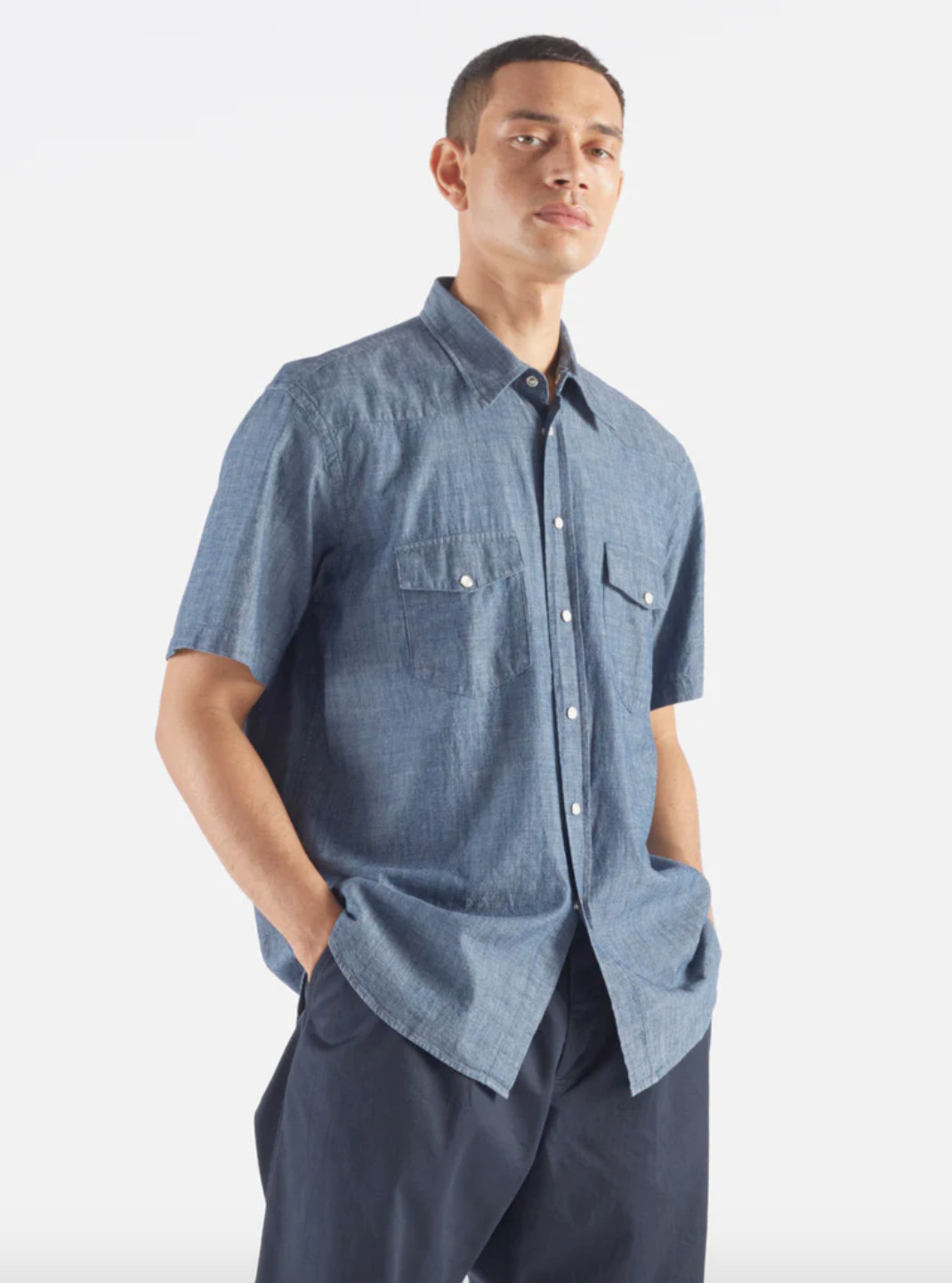 Universal Works- Western Garage Shirt Indigo Chambray