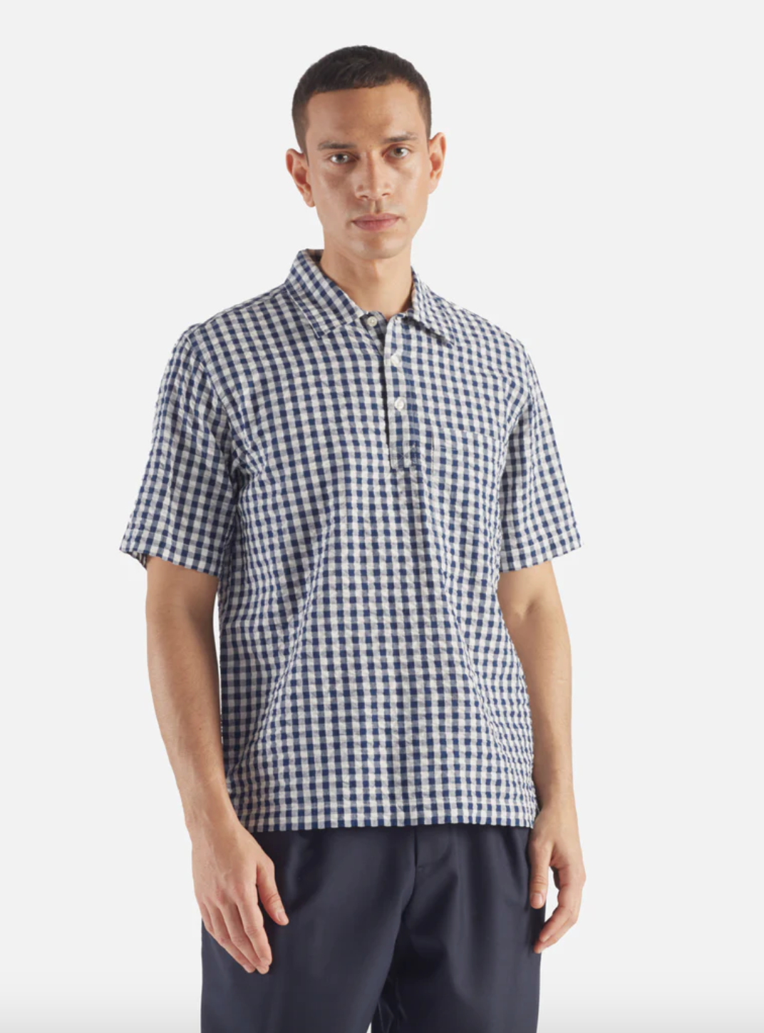 Universal Works- Pullover SS Shirt Navy