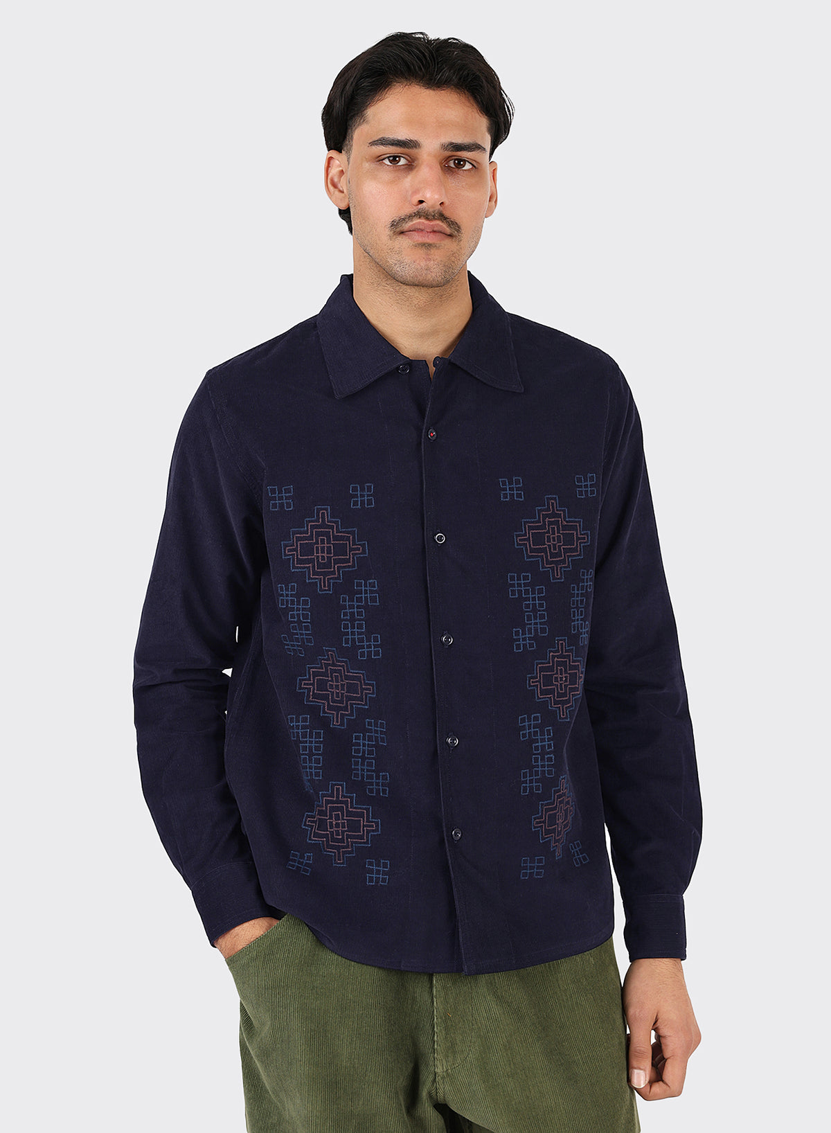 Kardo - Chintan Long-Sleeve Shirt in Navy Corduroy