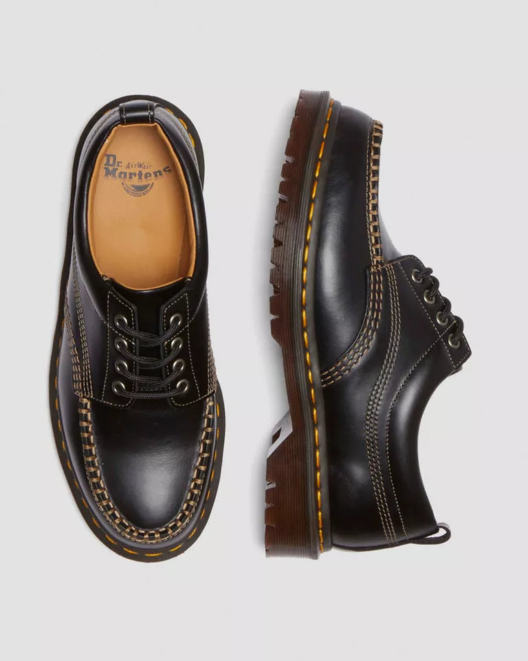 Dr. Martens - Lowell Leather Moc Toe Shoes in Black Analine
