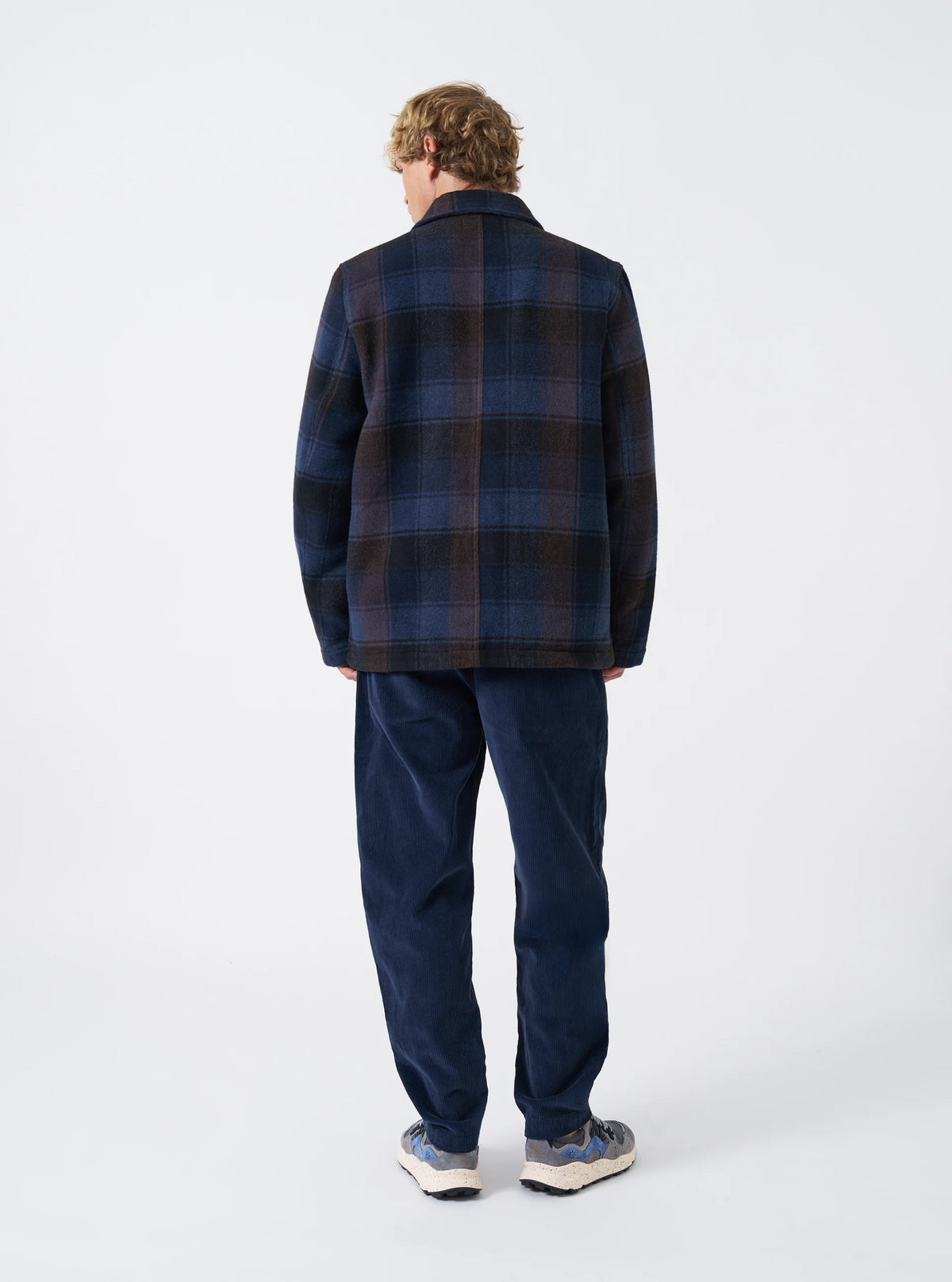 Universal Works - OG Bakers Chore Berlin Wool Jacket in Navy/Brown
