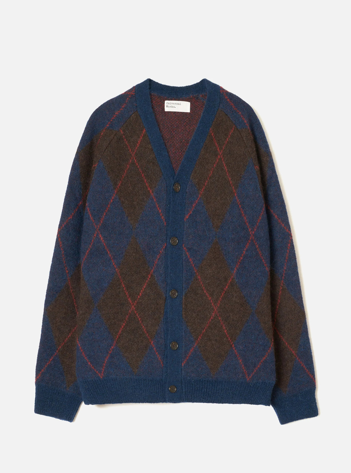 Universal Works - David Cardigan Alpaca Argyle in Navy