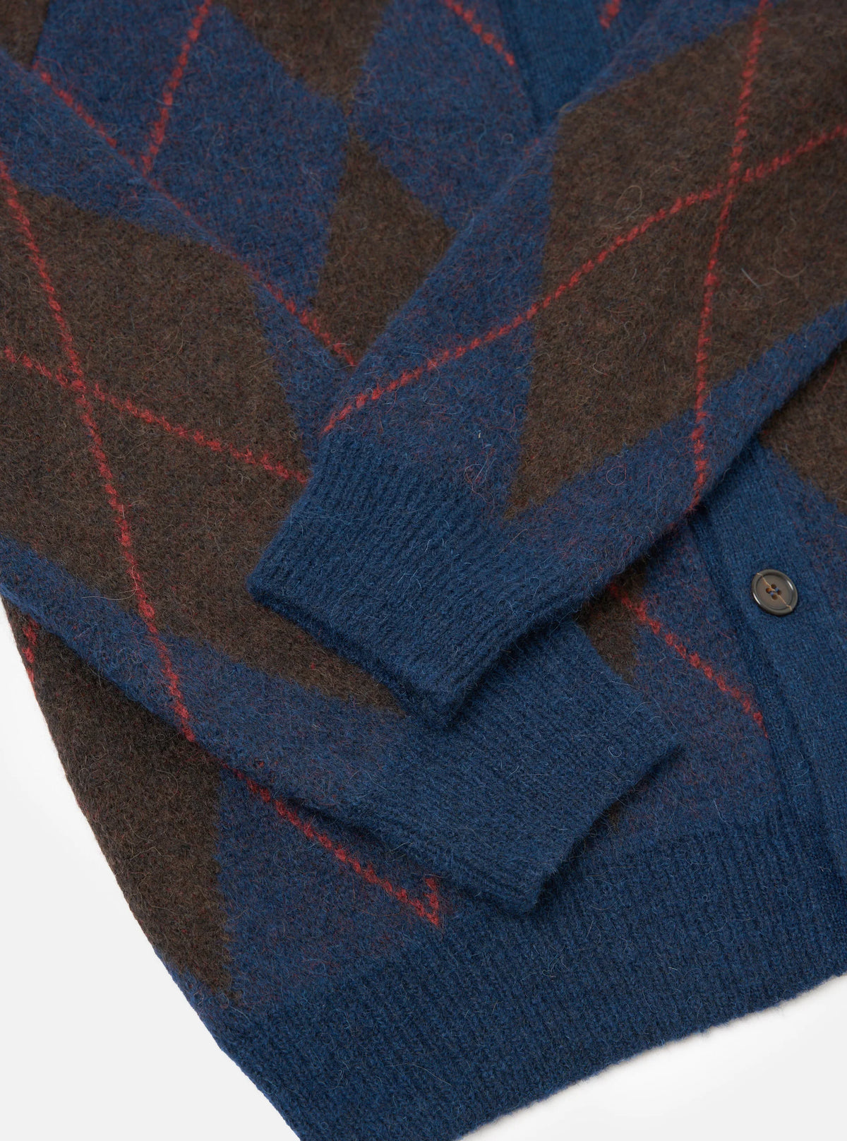 Universal Works - David Cardigan Alpaca Argyle in Navy
