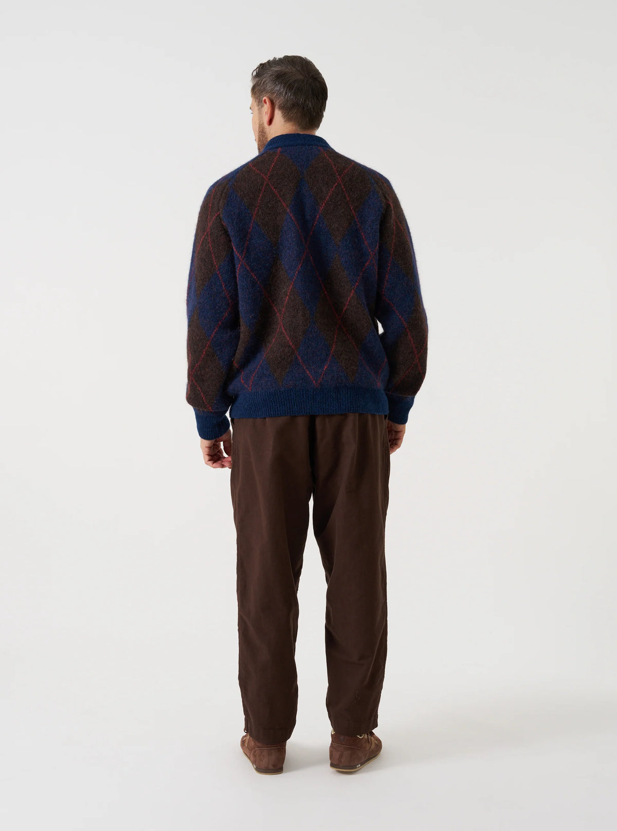 Universal Works - David Cardigan Alpaca Argyle in Navy