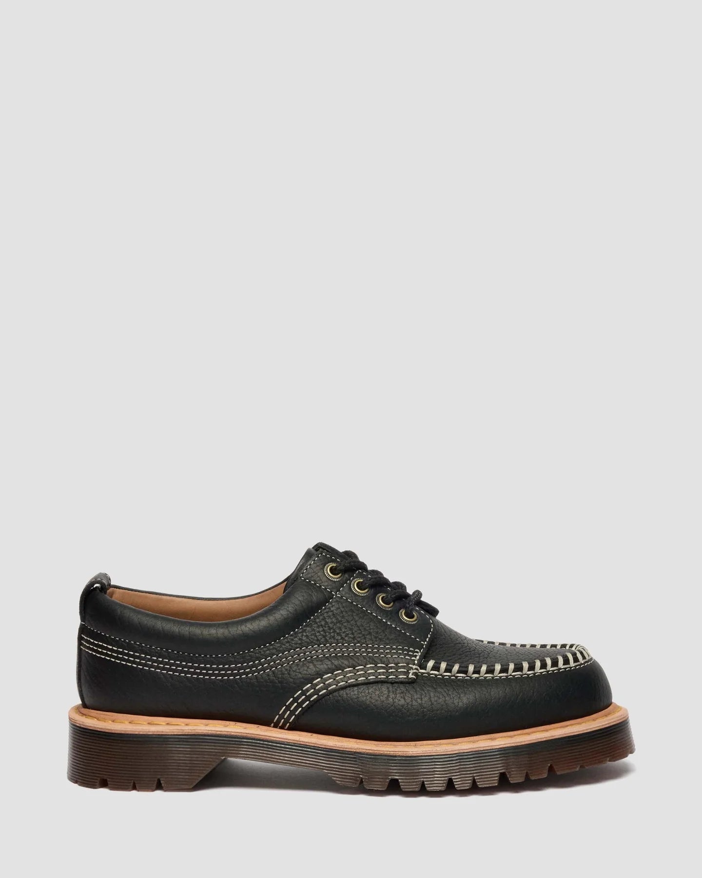 Dr. Martens - Lowell Wild Grain Leather Moc Toe Shoes in Black